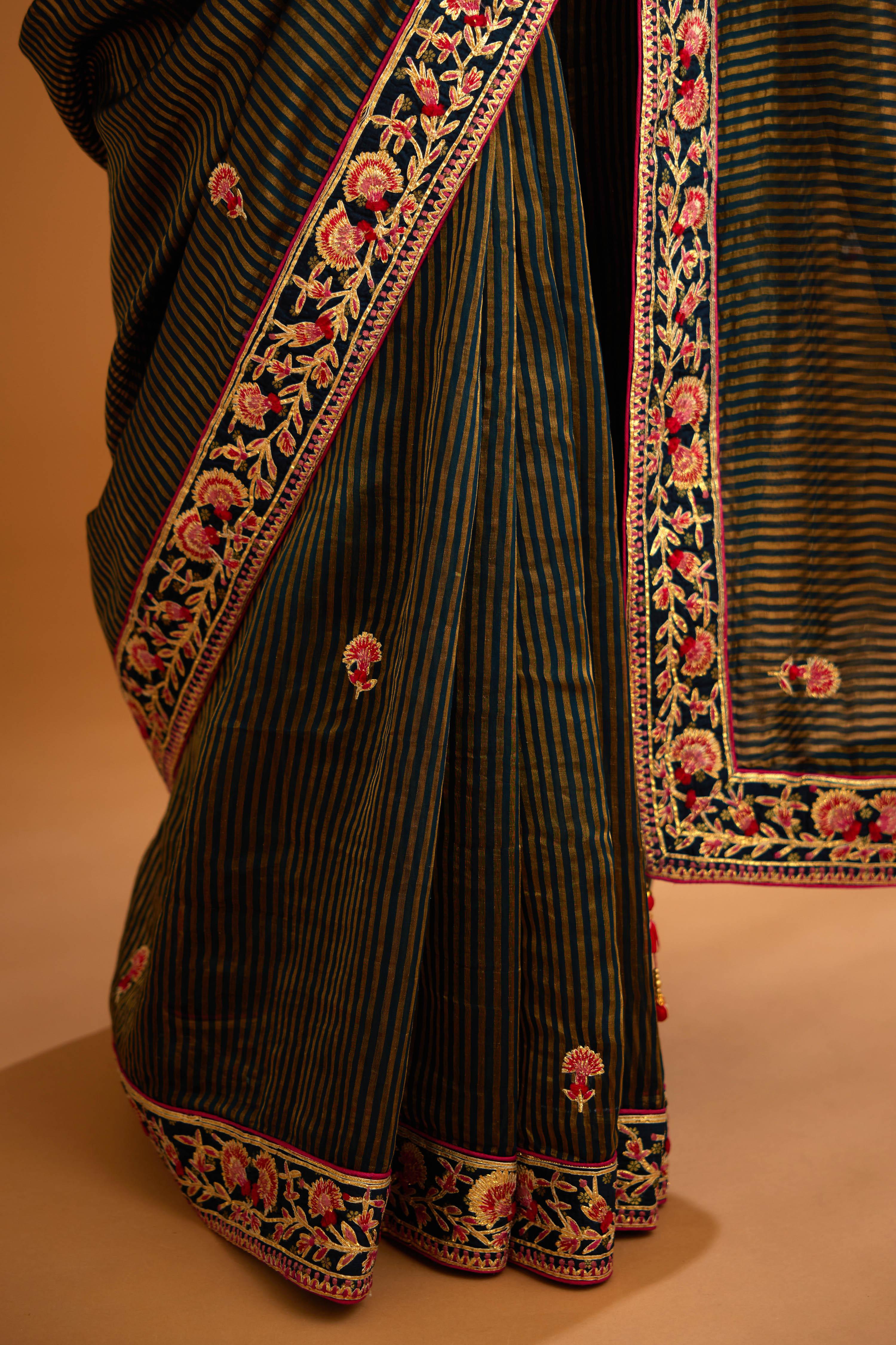 Dark Navy Blue Saree Set