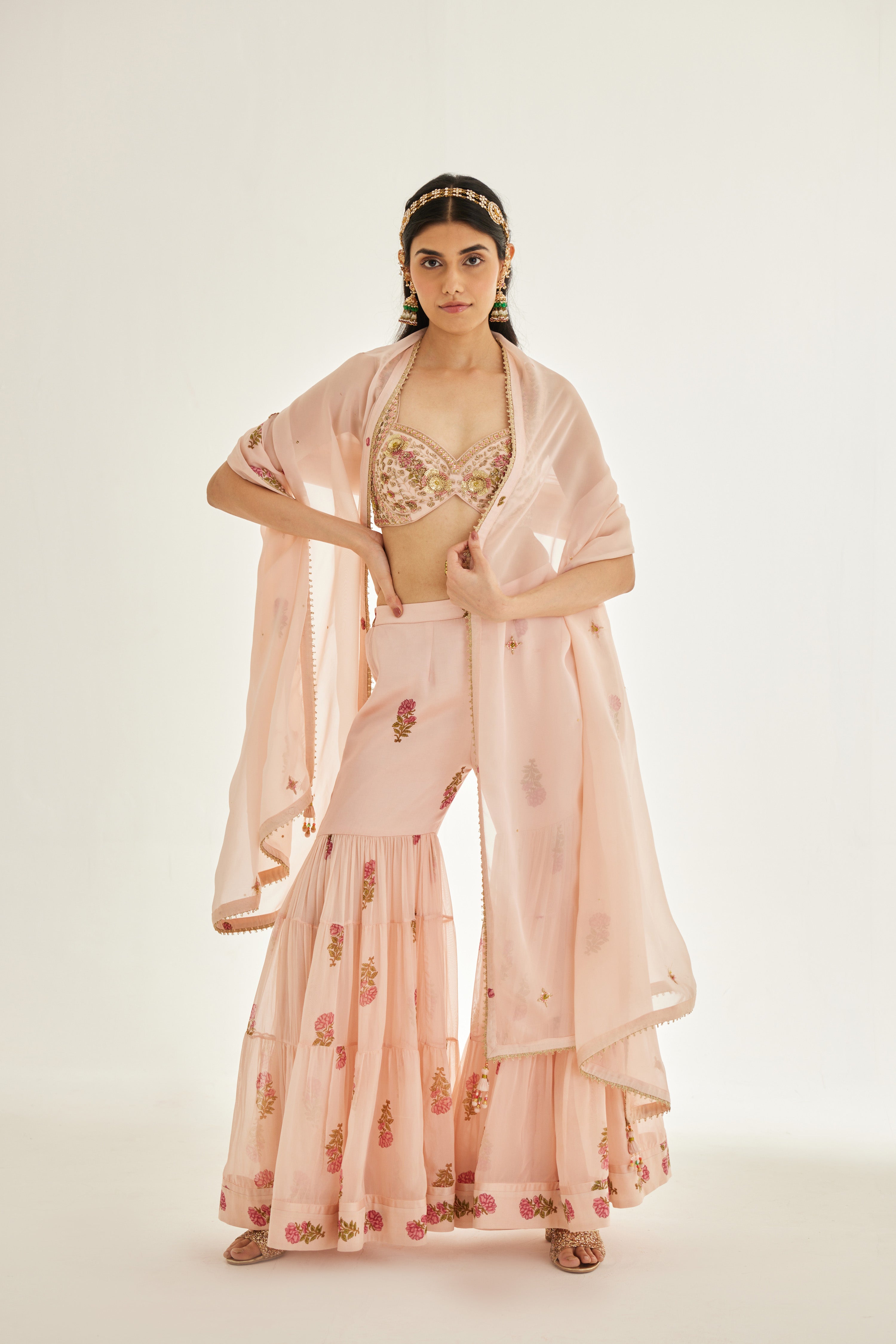 Shell Pink Sharara Set