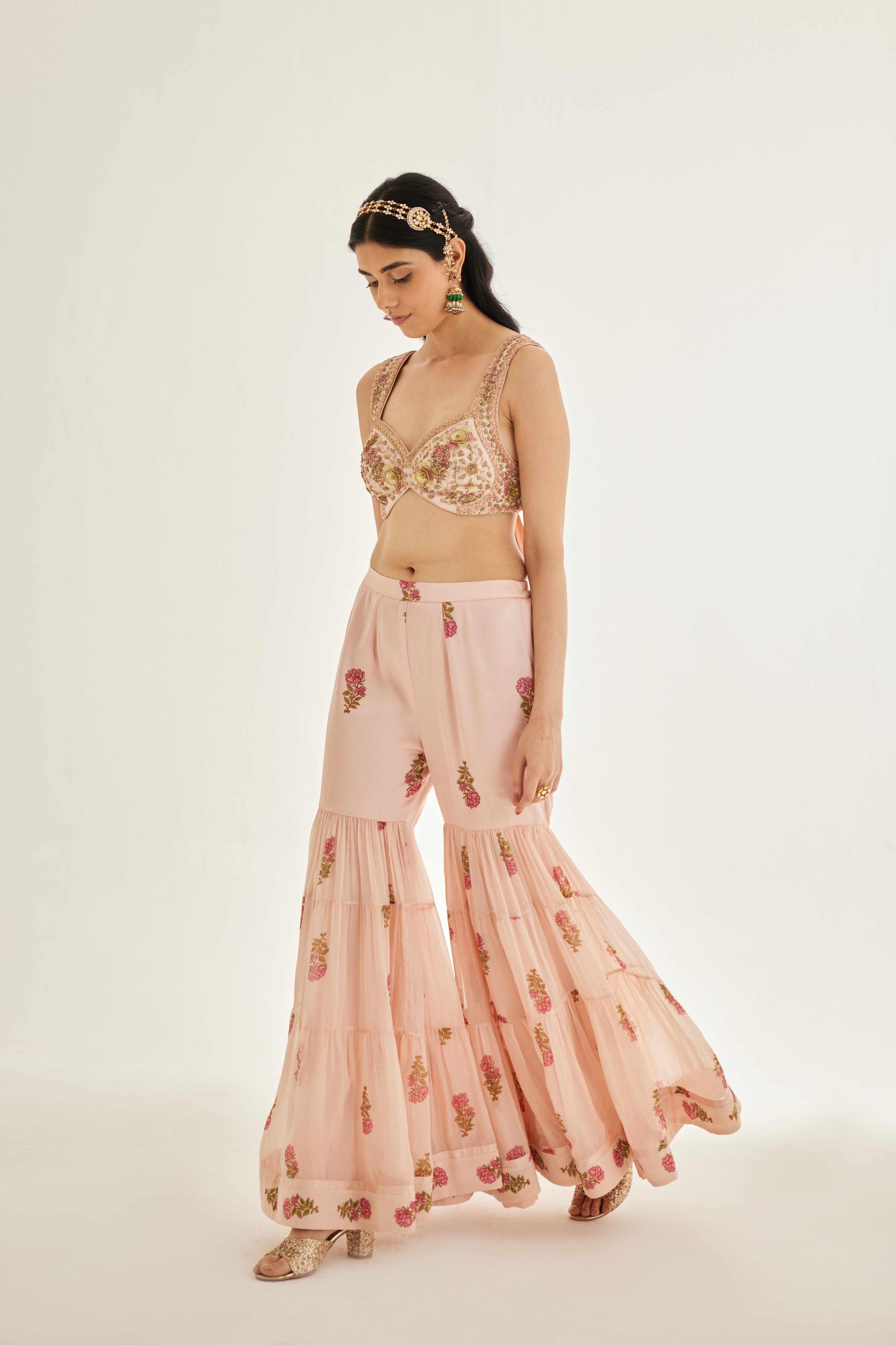 Shell Pink Sharara Set