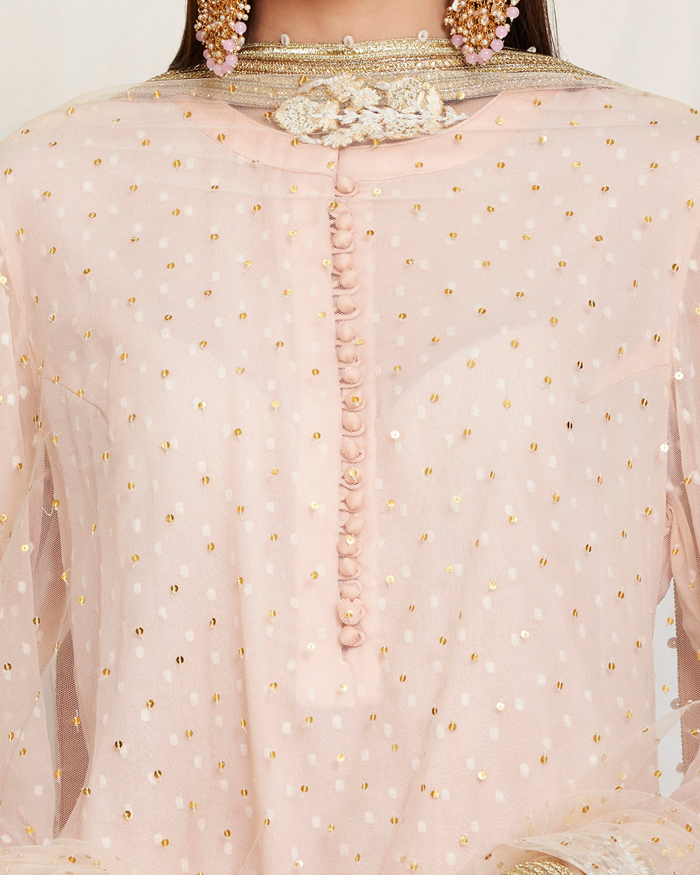 Peach pink kurta & skirt set