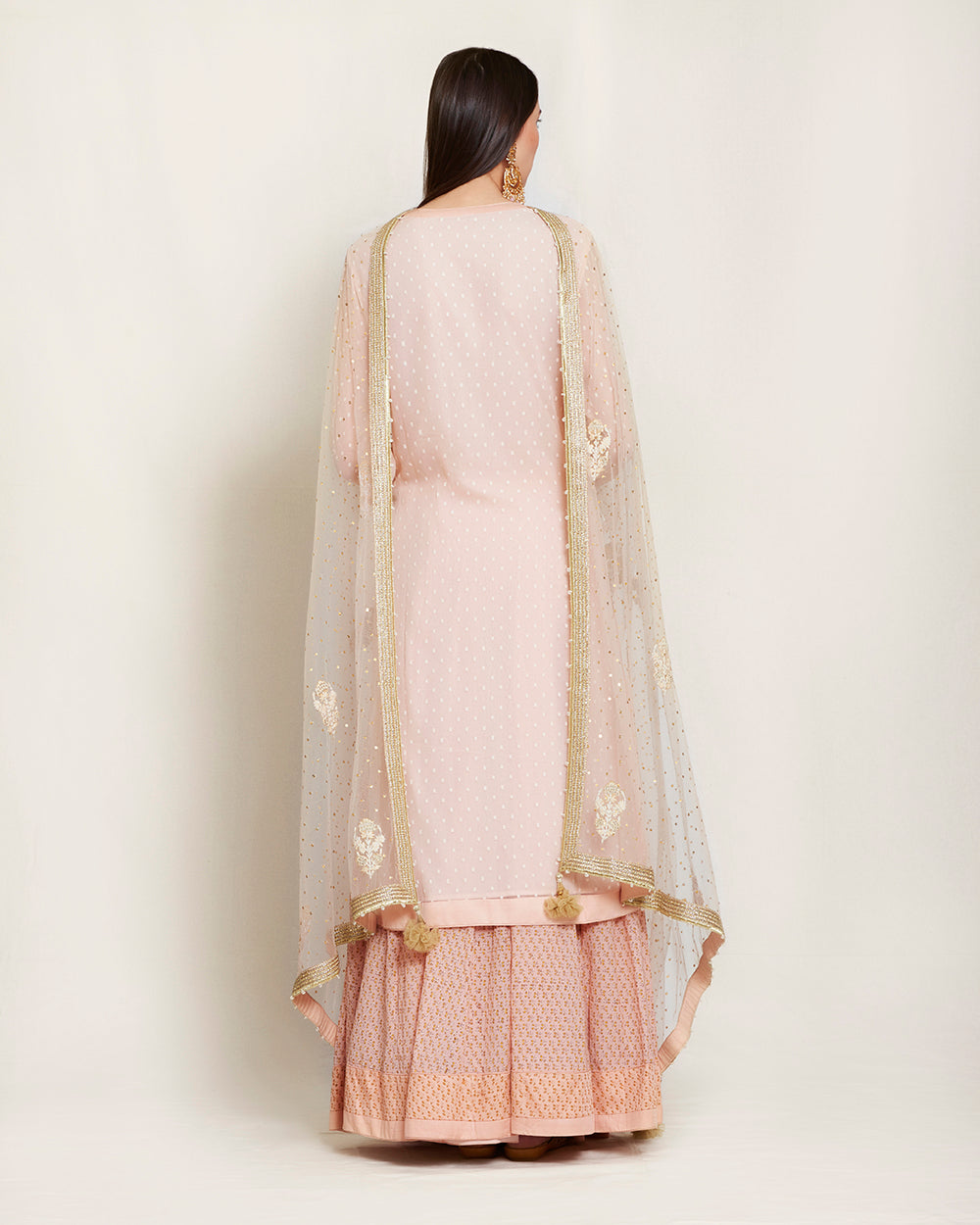 Peach pink kurta & skirt set