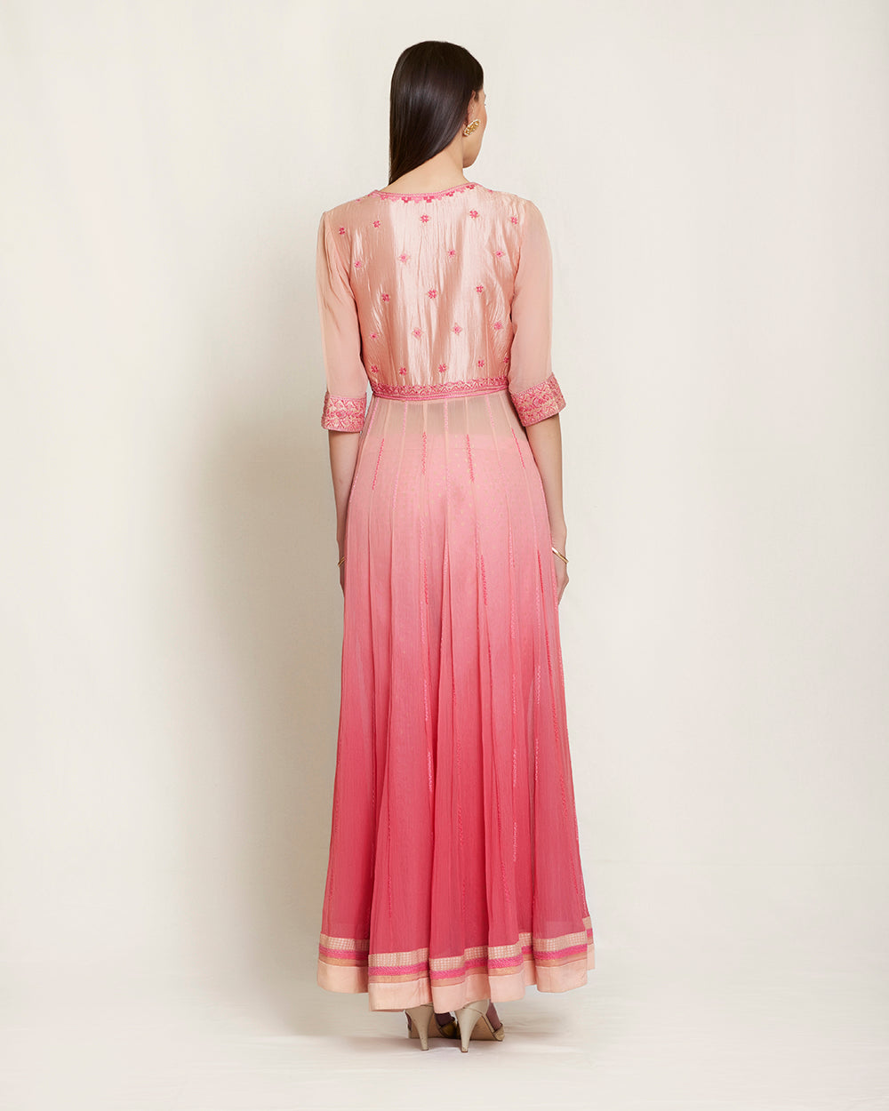 Light Pink/Coral ombre long kurta