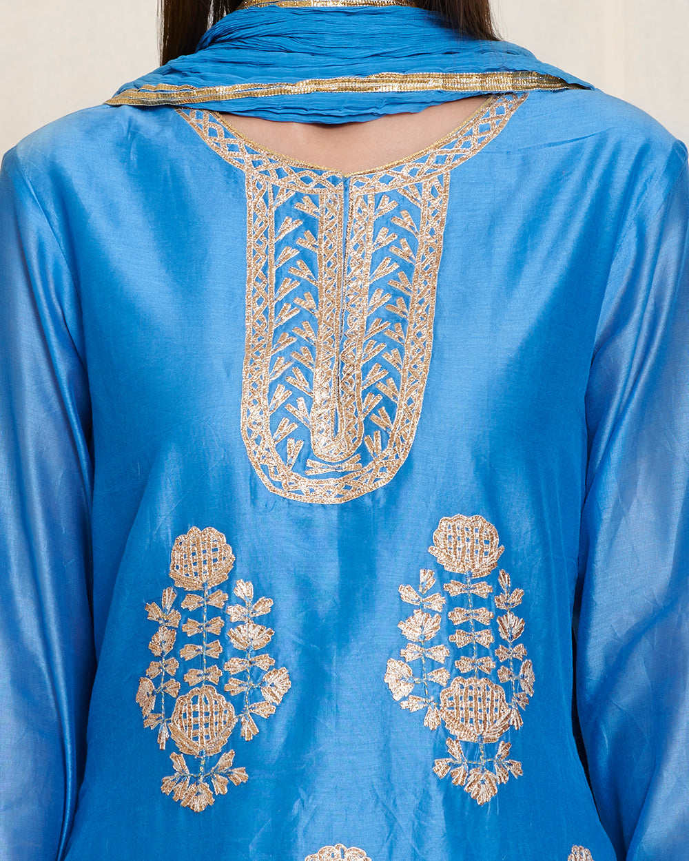Blue gota kurta skirt set