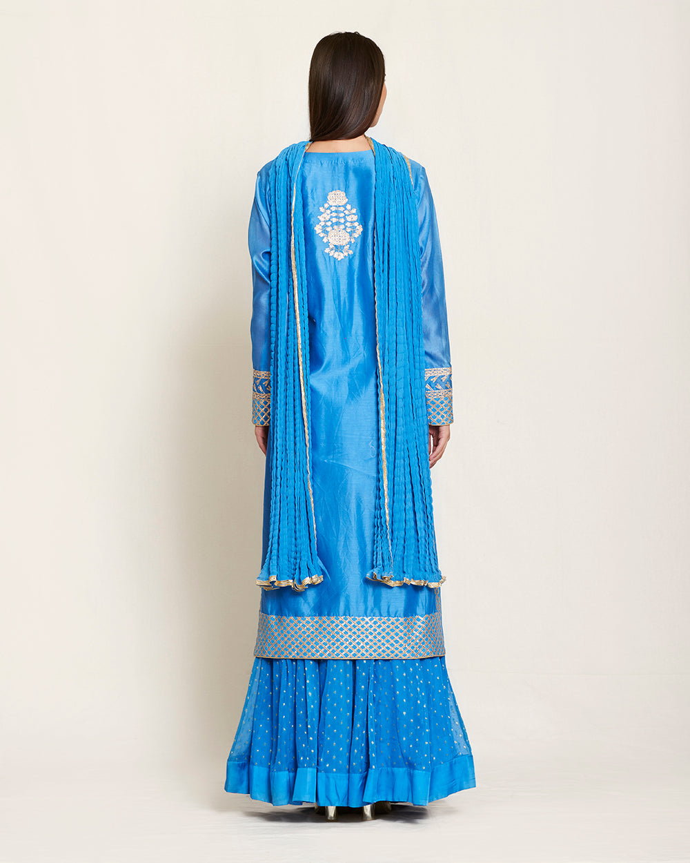 Blue gota kurta skirt set