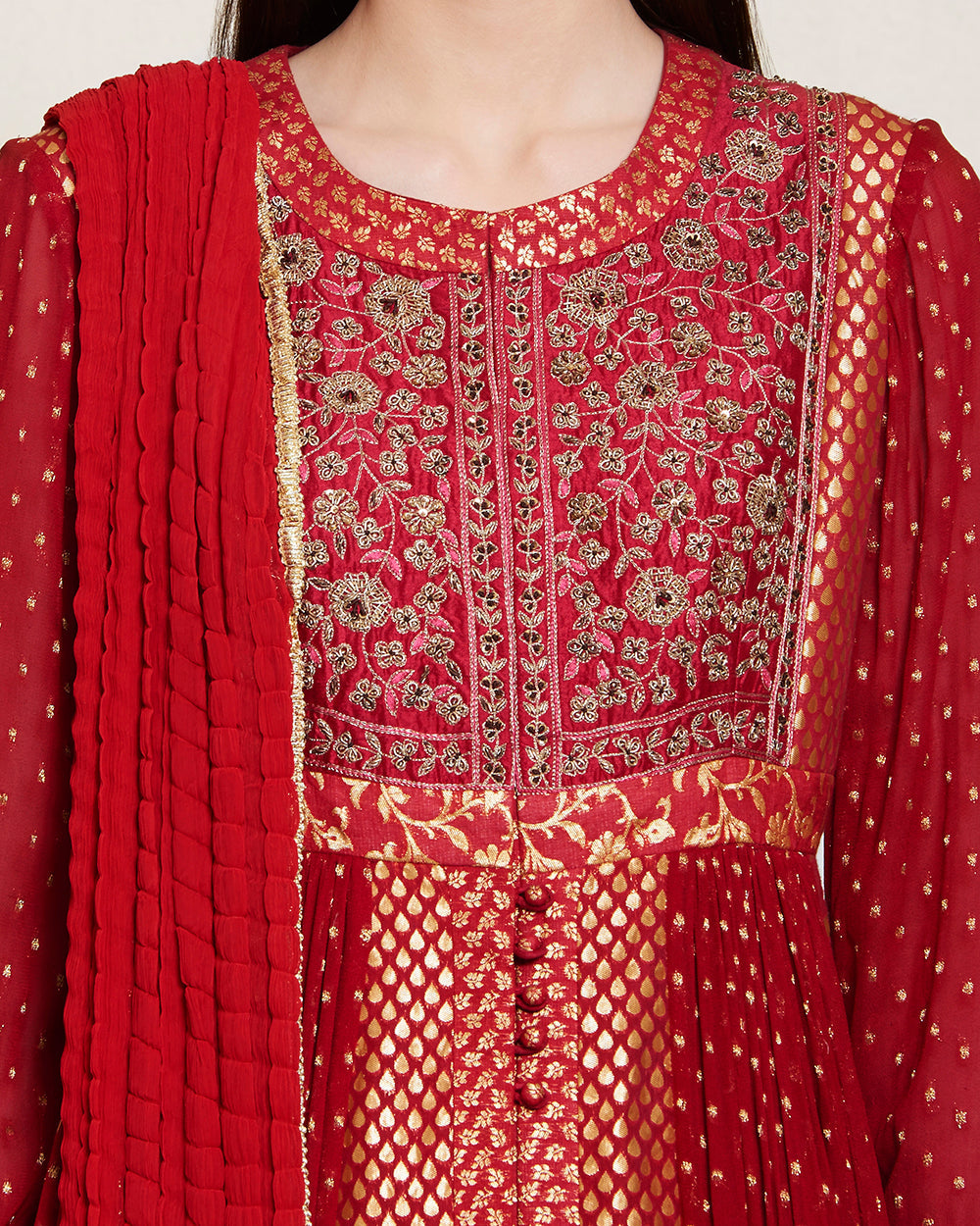 Maroon zardosi brocade Anarkali