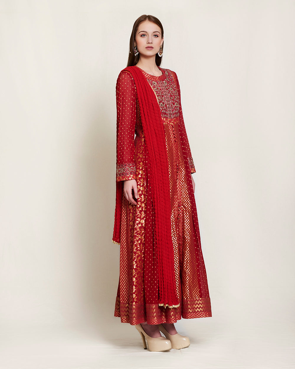 Maroon zardosi brocade Anarkali