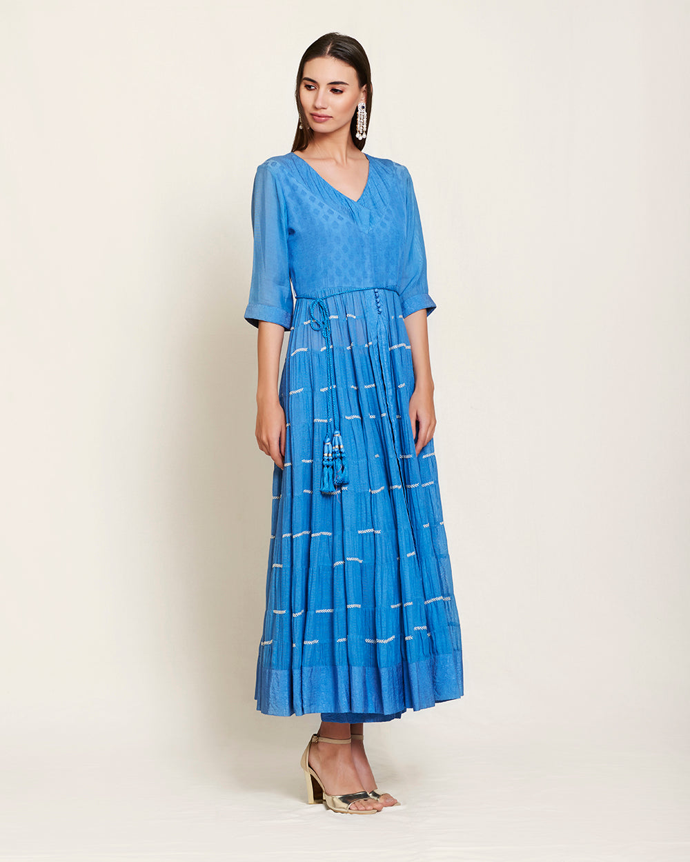 Light blue multi tier anarkali