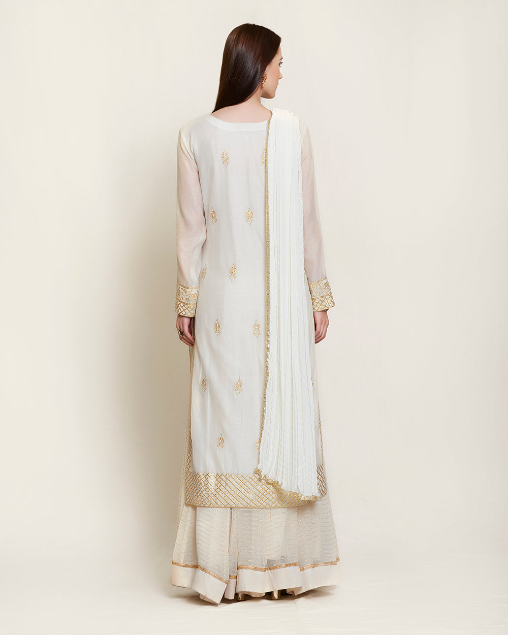 Off white gota chanderi kurta skirt set