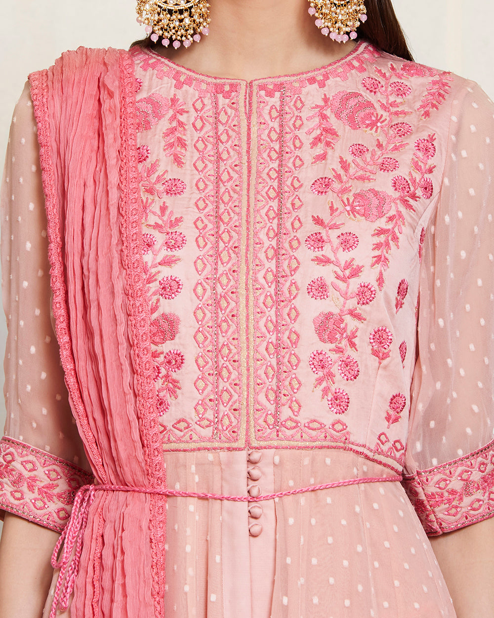 Light Pink/Coral ombre long kurta