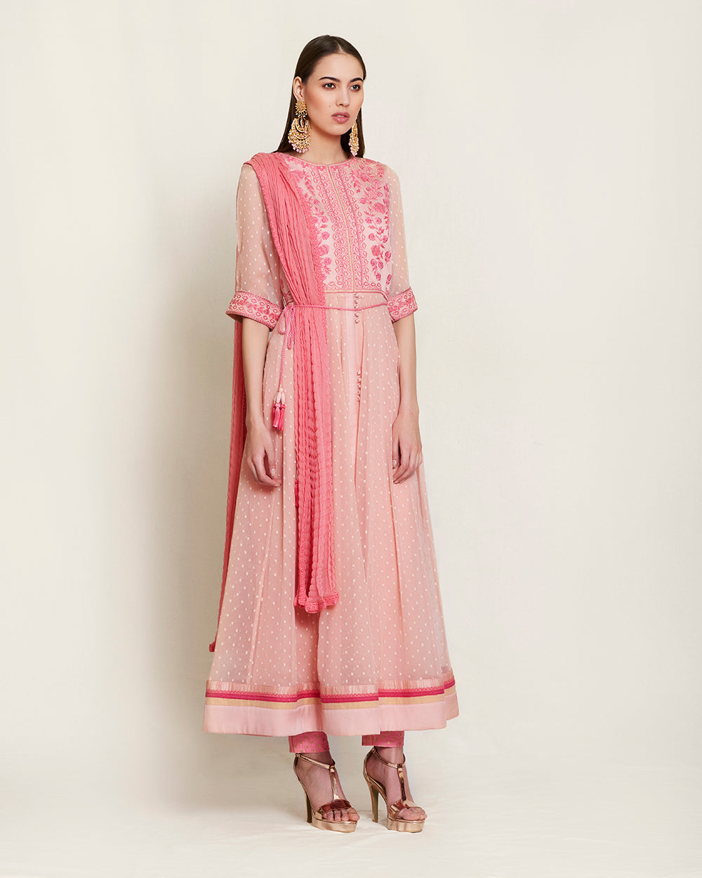 Light Pink/Coral ombre long kurta