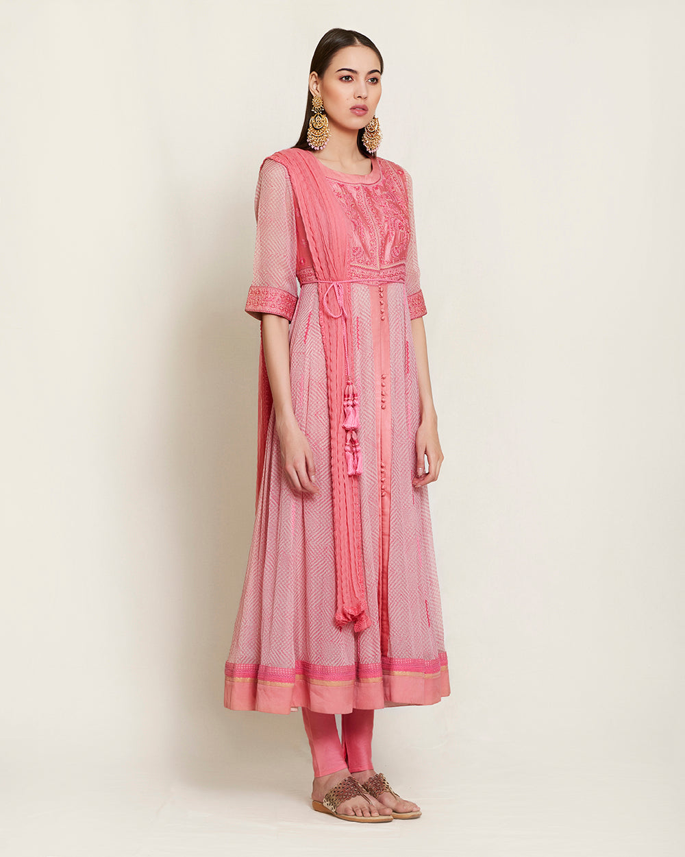 Pink silk kurta set