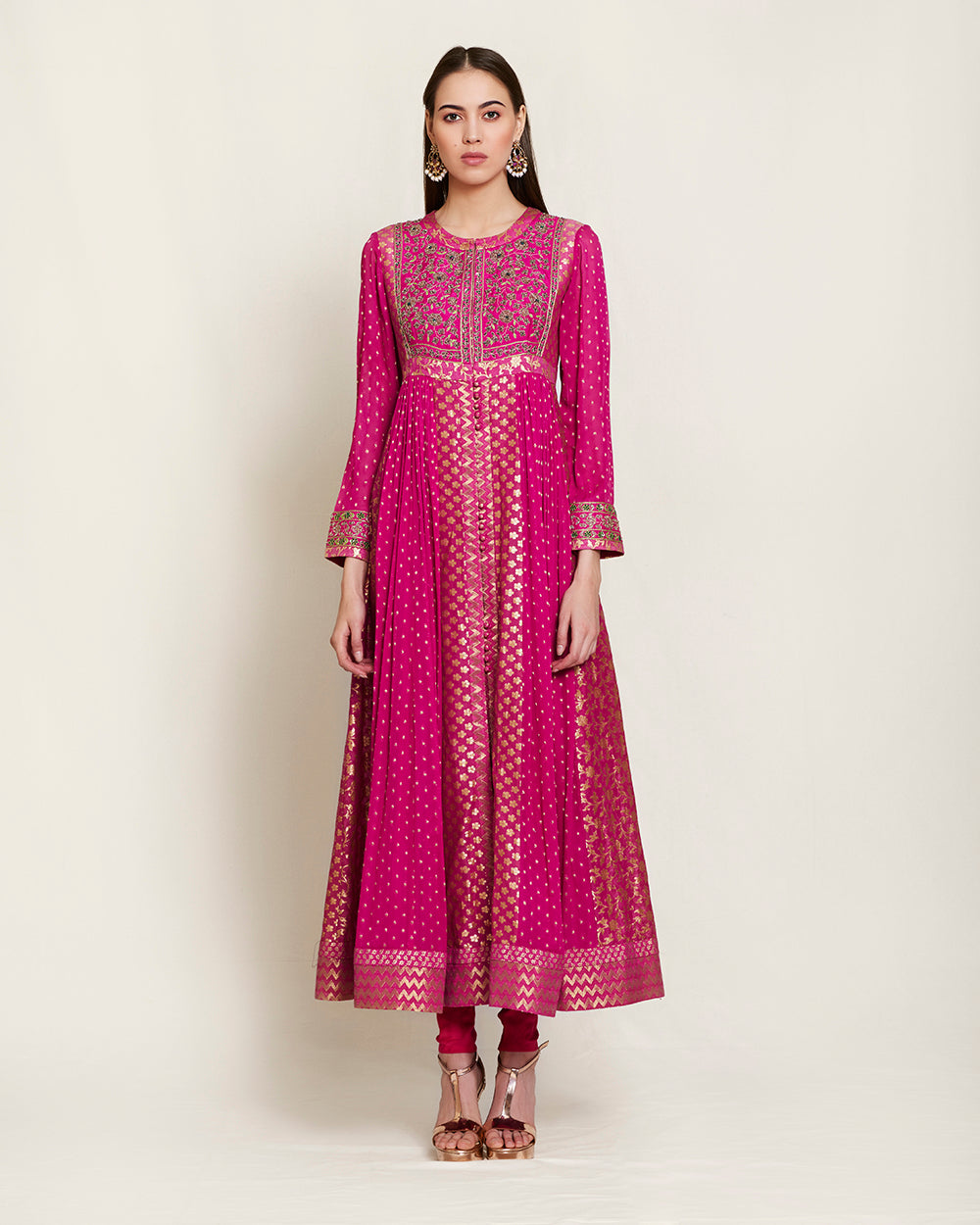 Magenta anarkali set