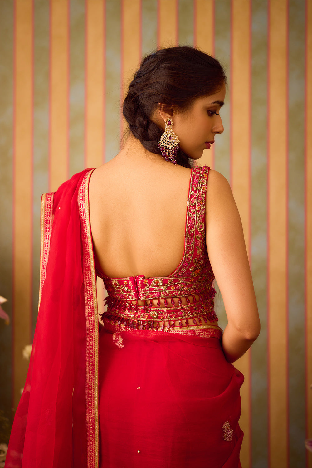 Scarlet Red Saree Set