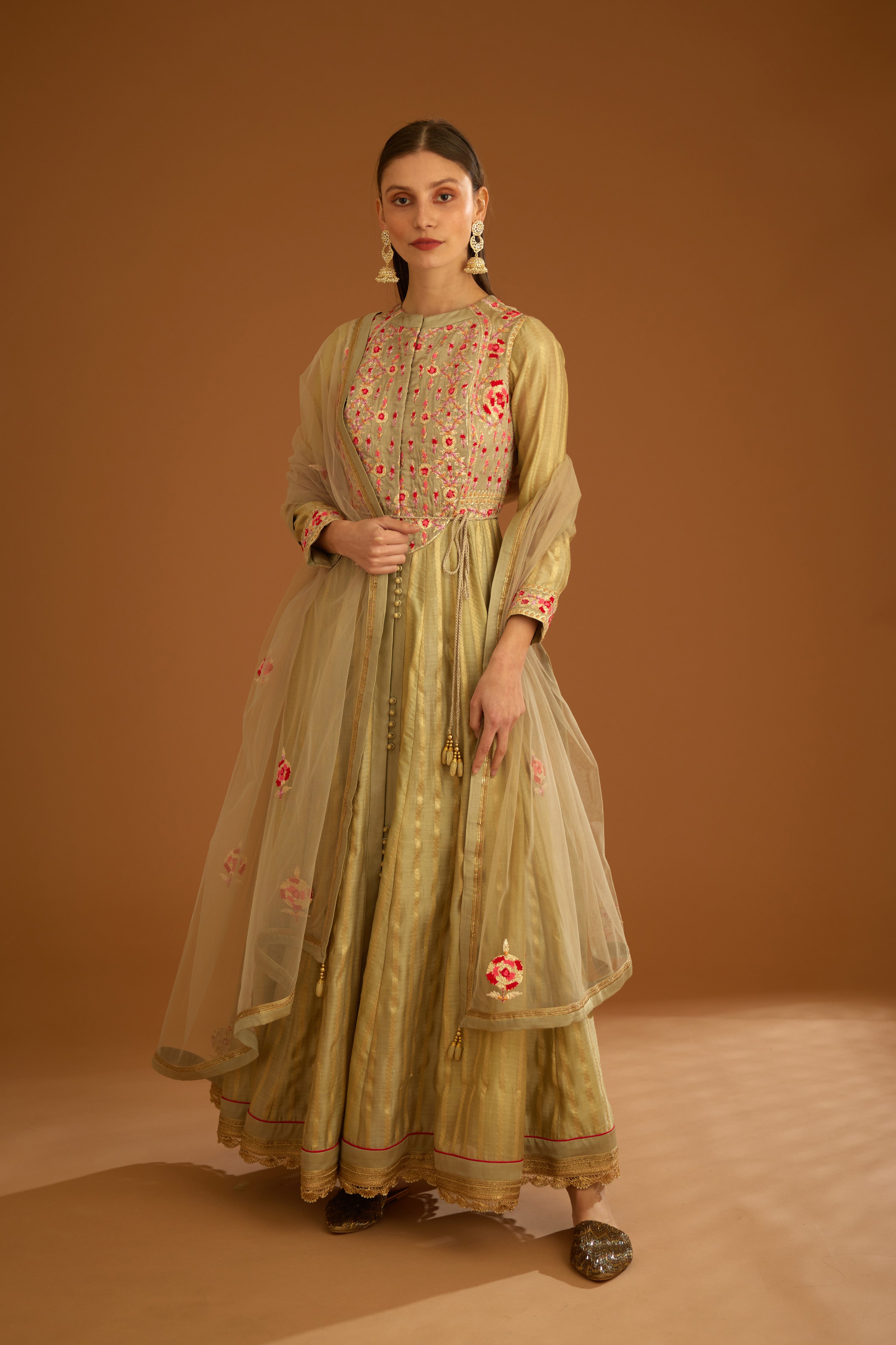 Neutral Anarkali Set
