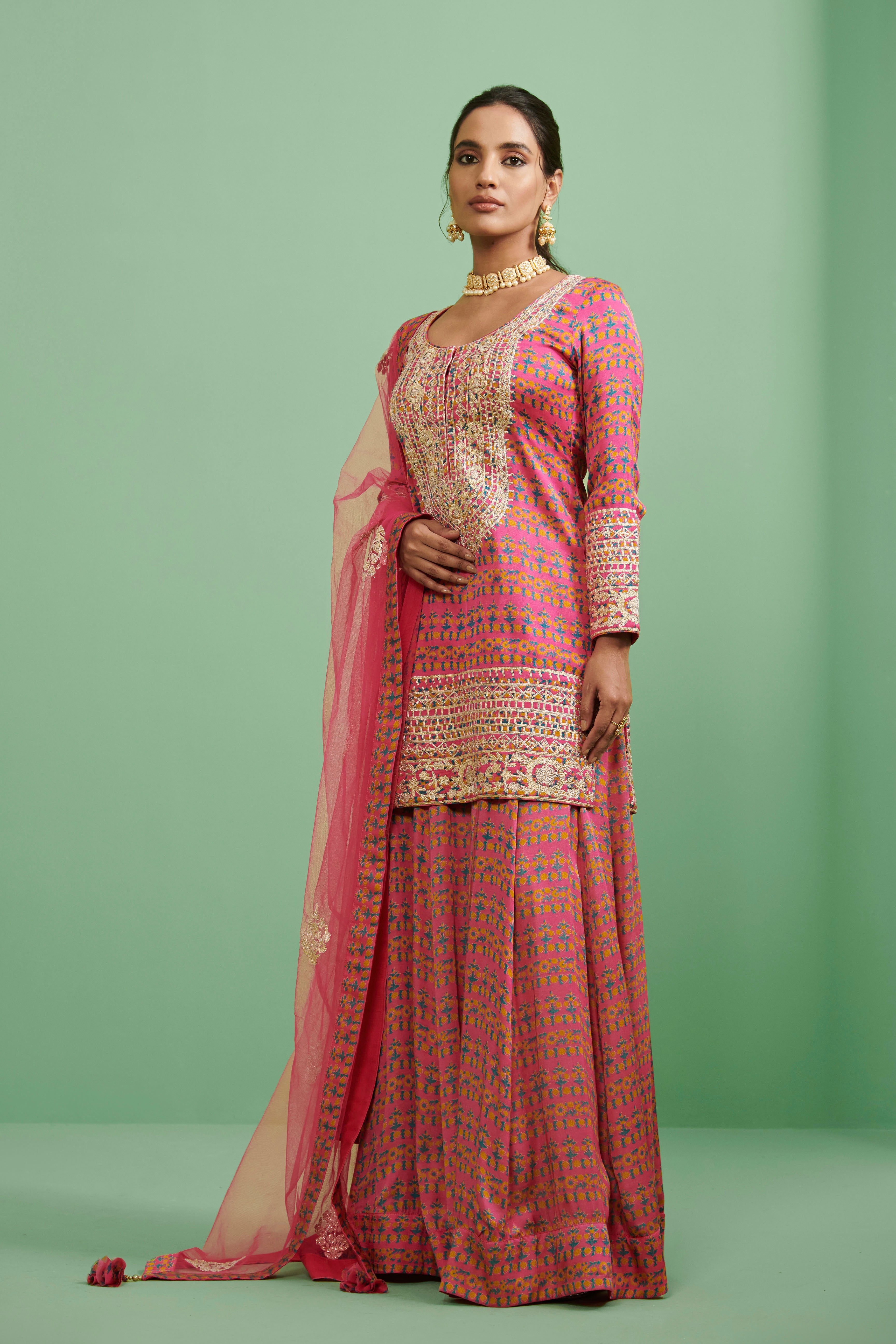 Pink Kurta & Sharara Set