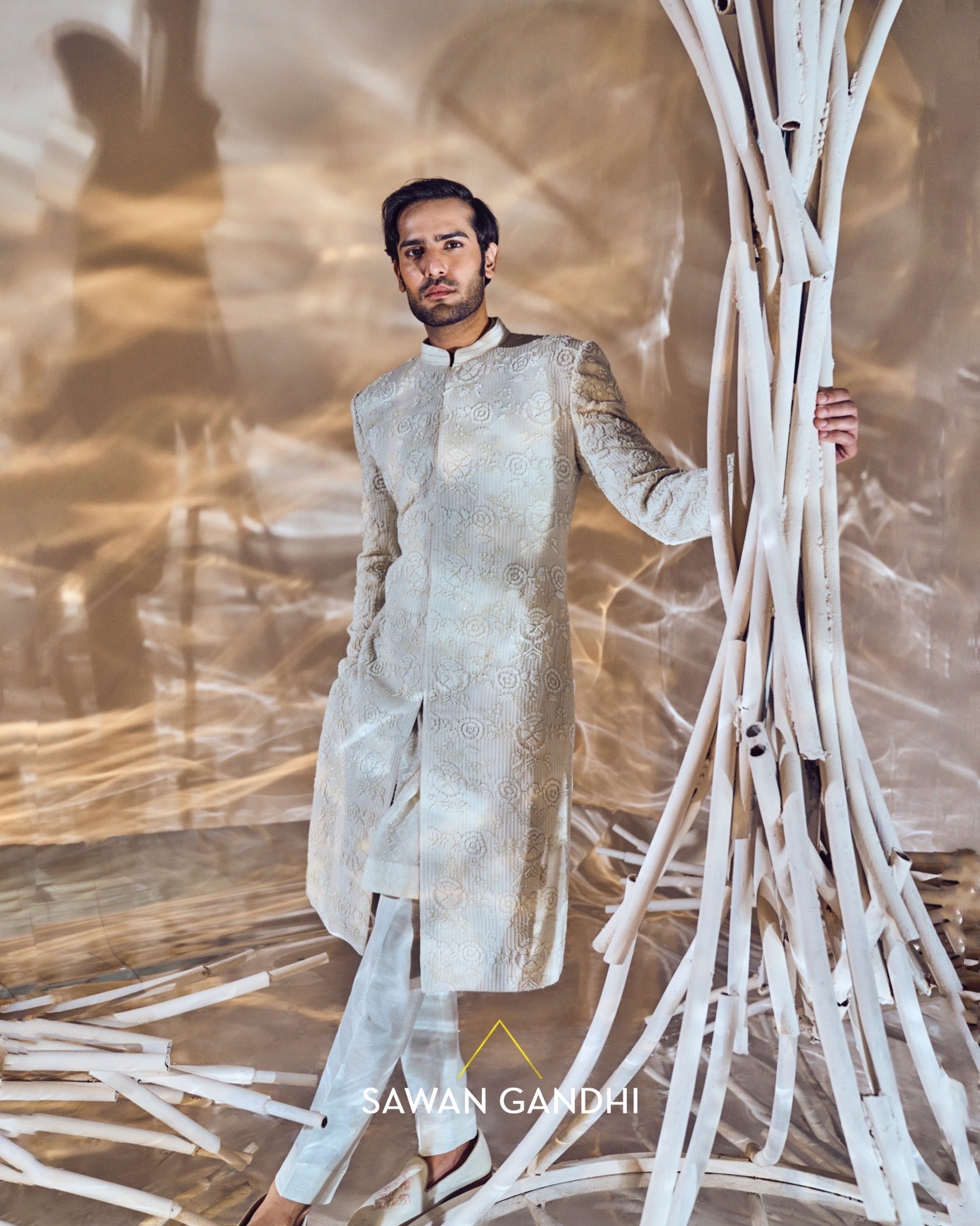 Pearl work sherwani