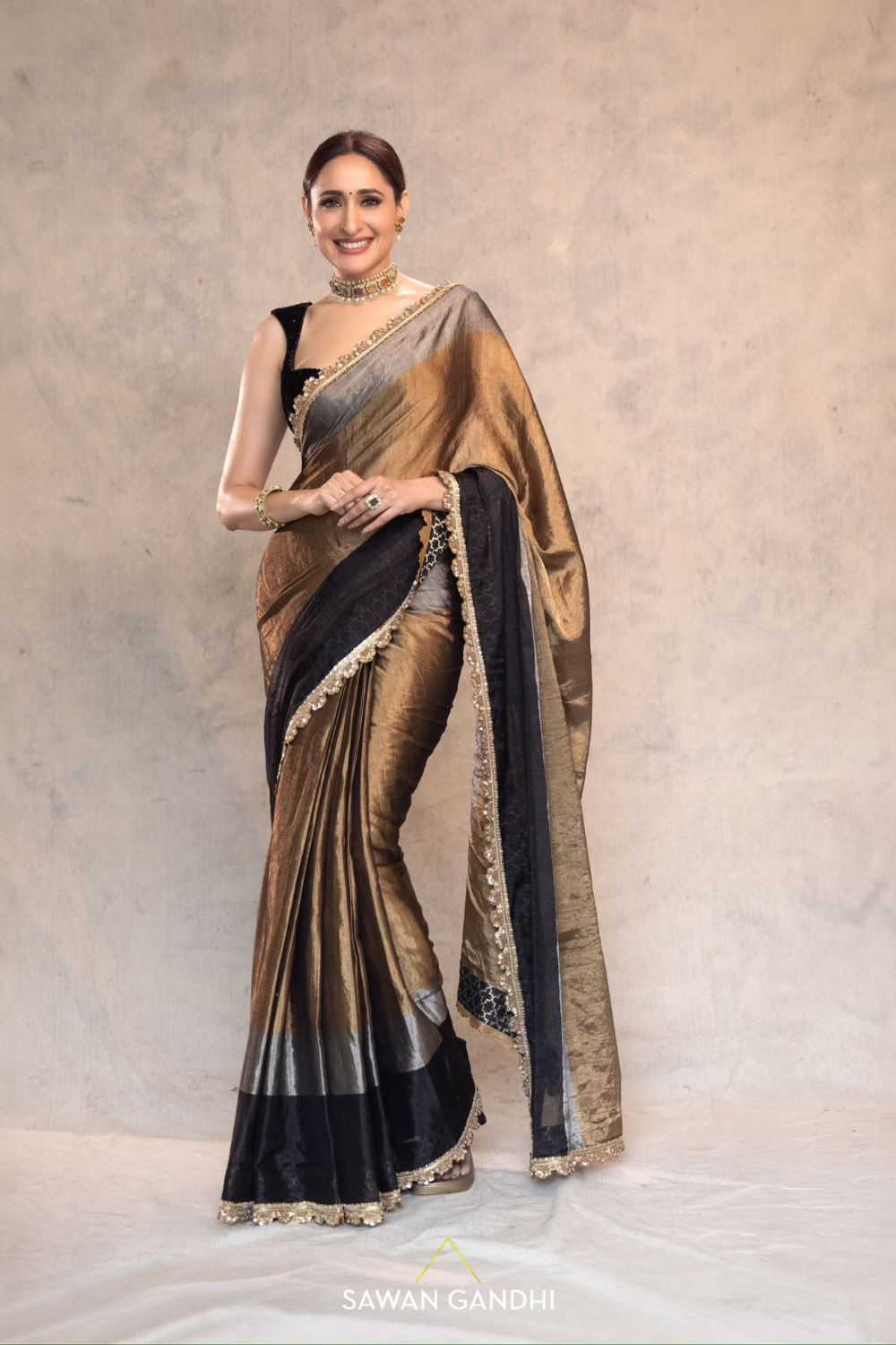 Pragya Jaiswal in TRICOLOUR TISSUE SAREE