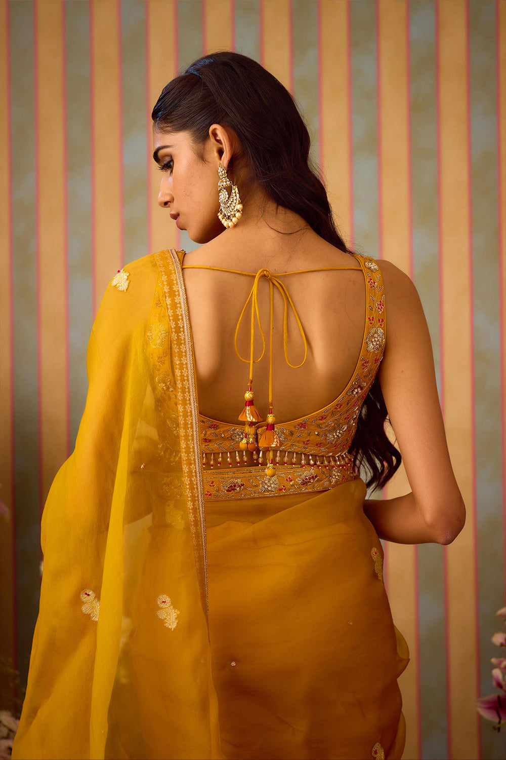 Mustard Yellow Saree Set