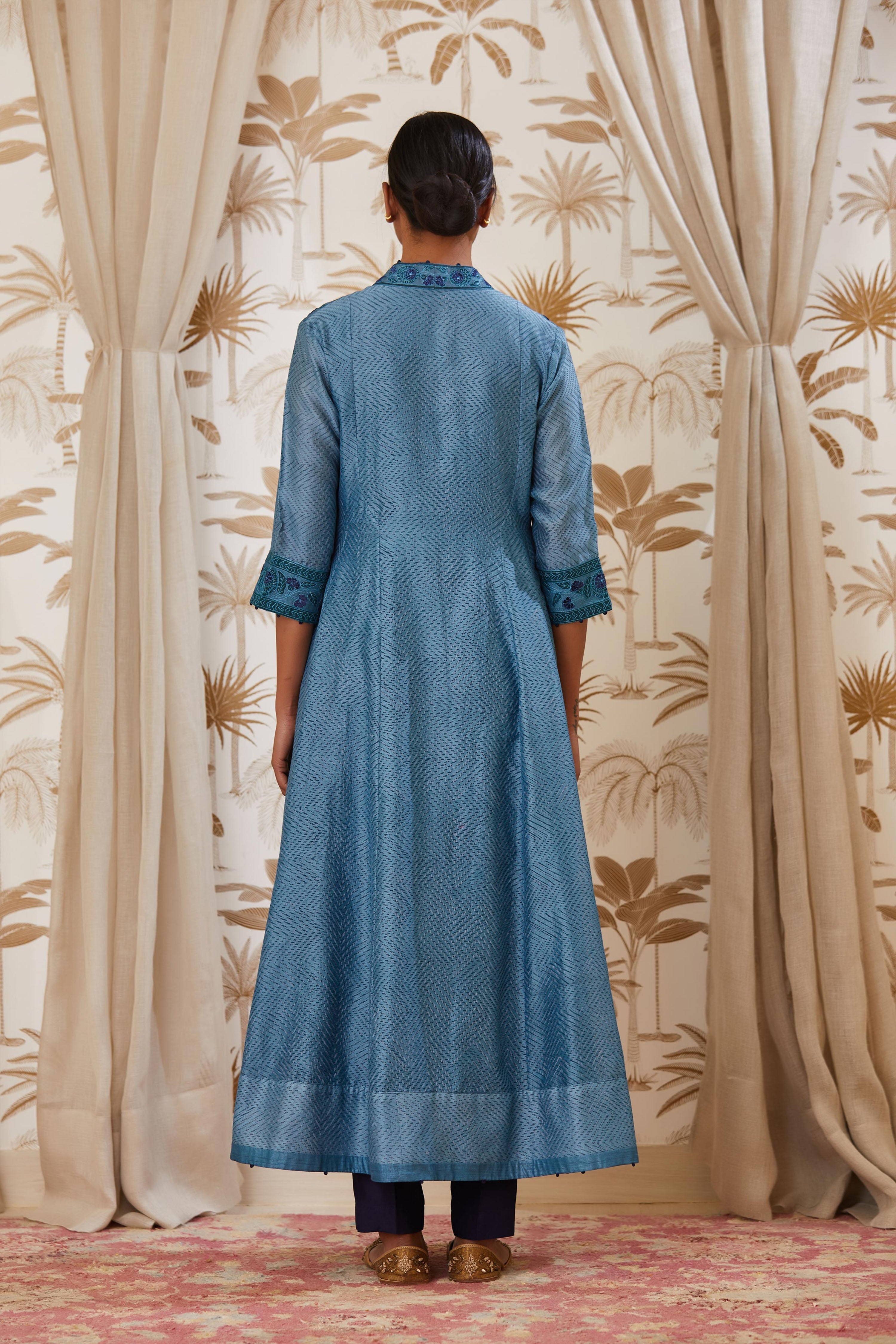 Teal Blue Angrakha Set