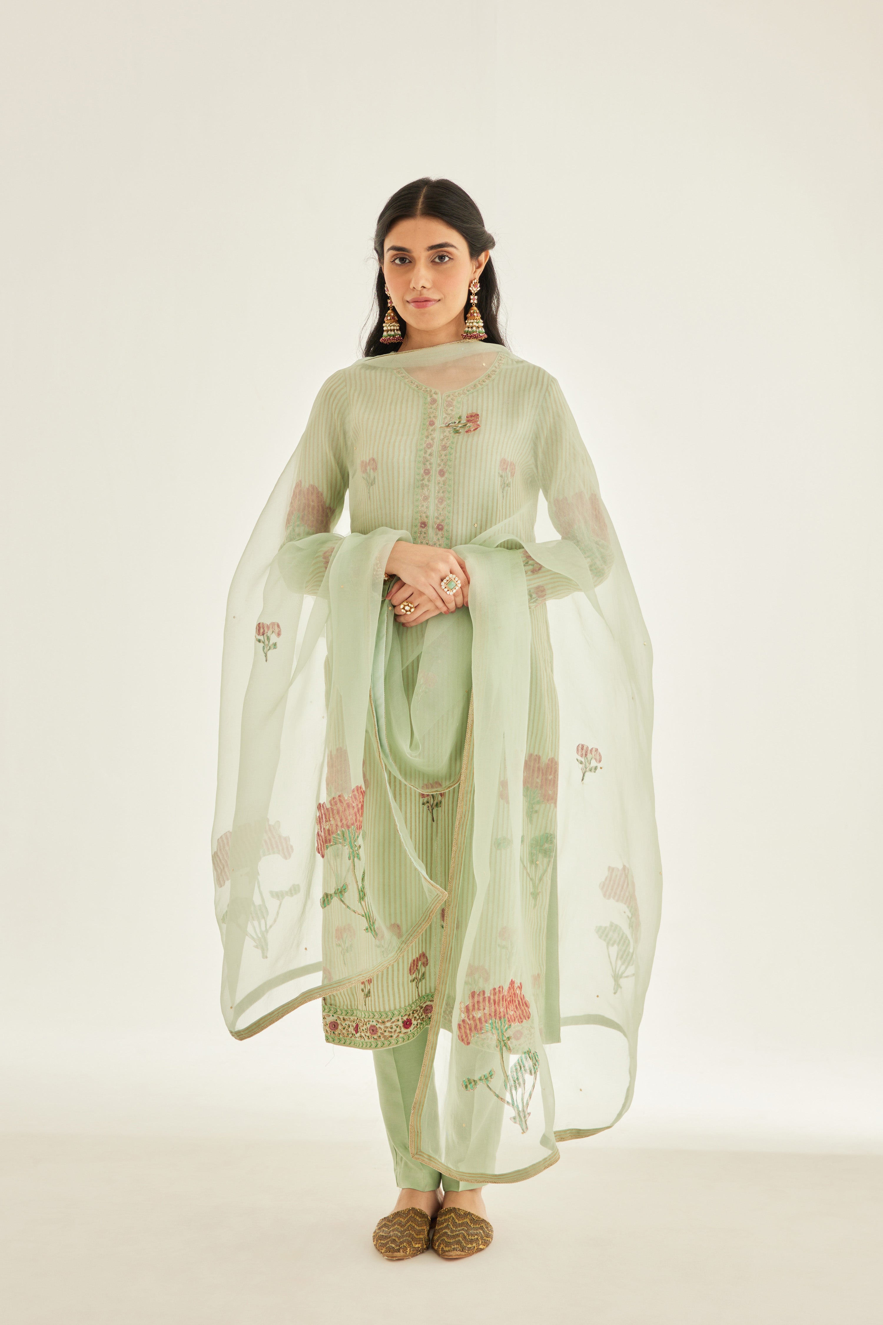 Smoke Green Kurta Set