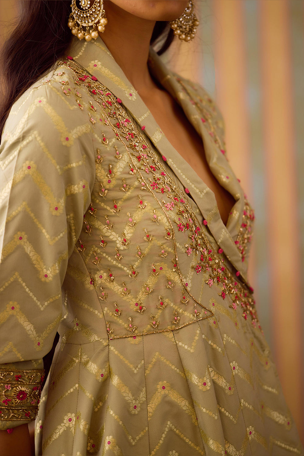 Smoke Green Angrakha Set