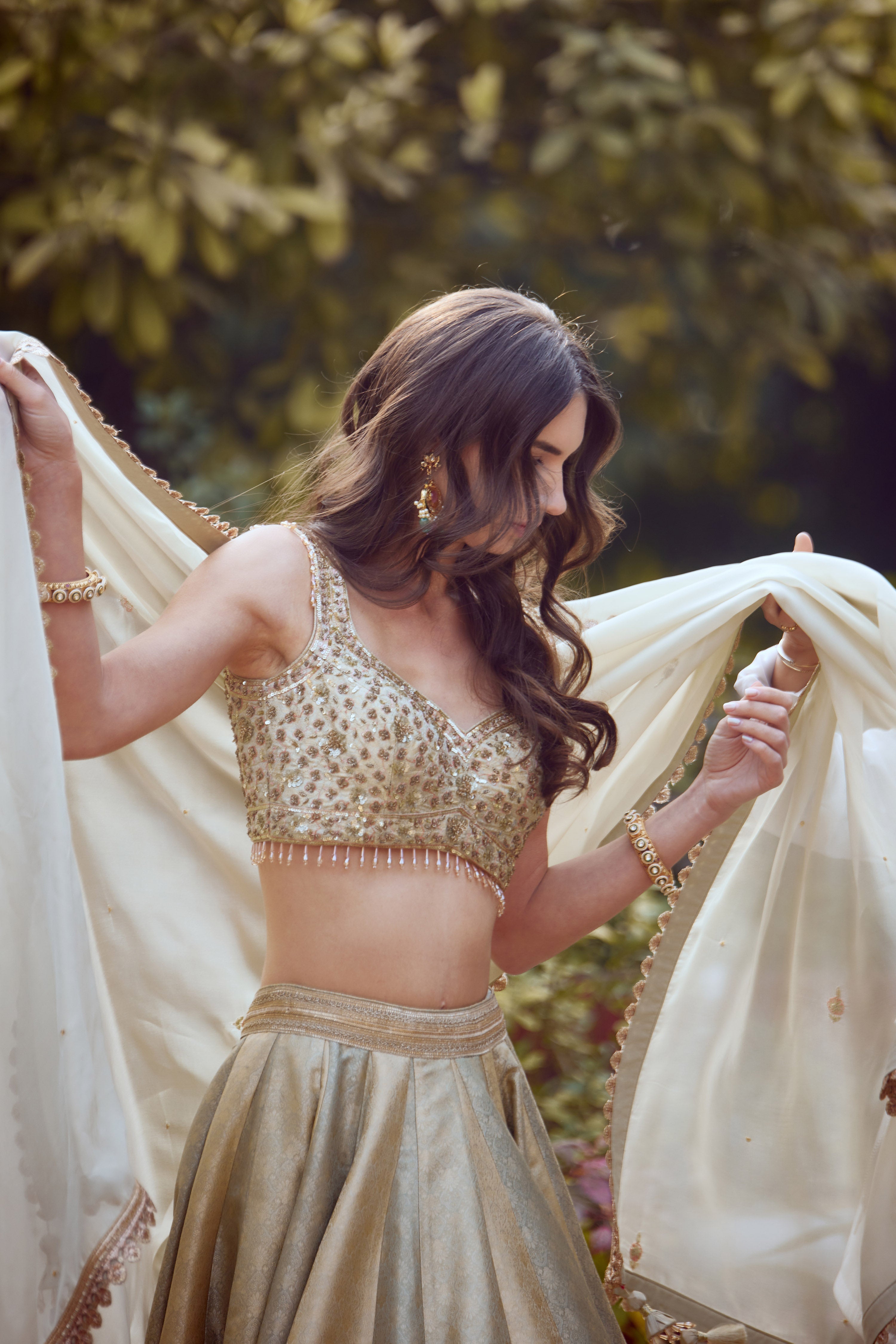 Smokey Grey-Blue Lehenga Set