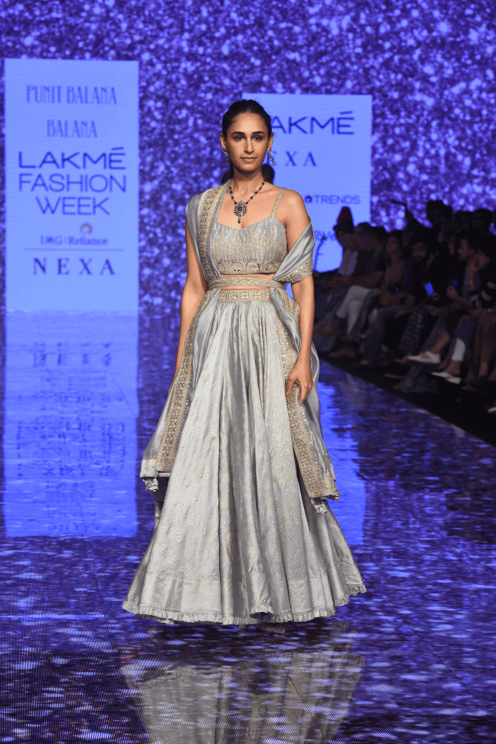 Grey Hand Work Blouse With Lehenga & Dupatta