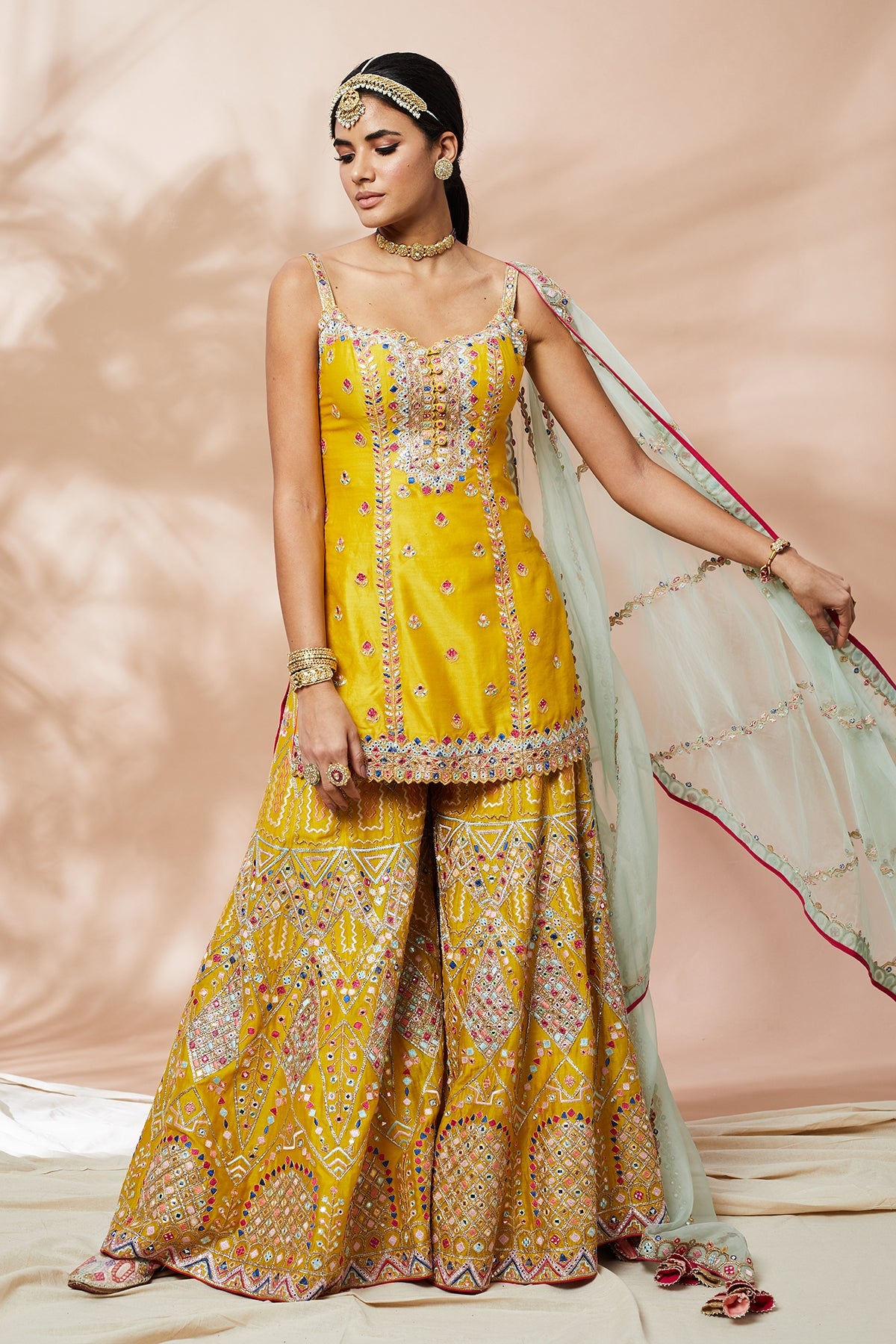 BRIGHT MUSTARD PATCHWORK SHARARA