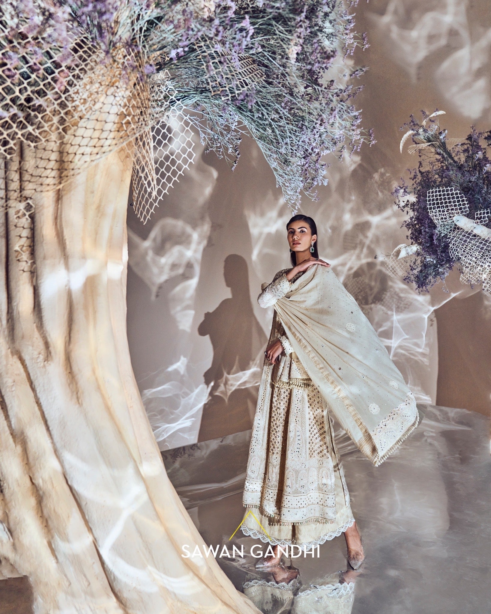 Ivory chikankari suit set