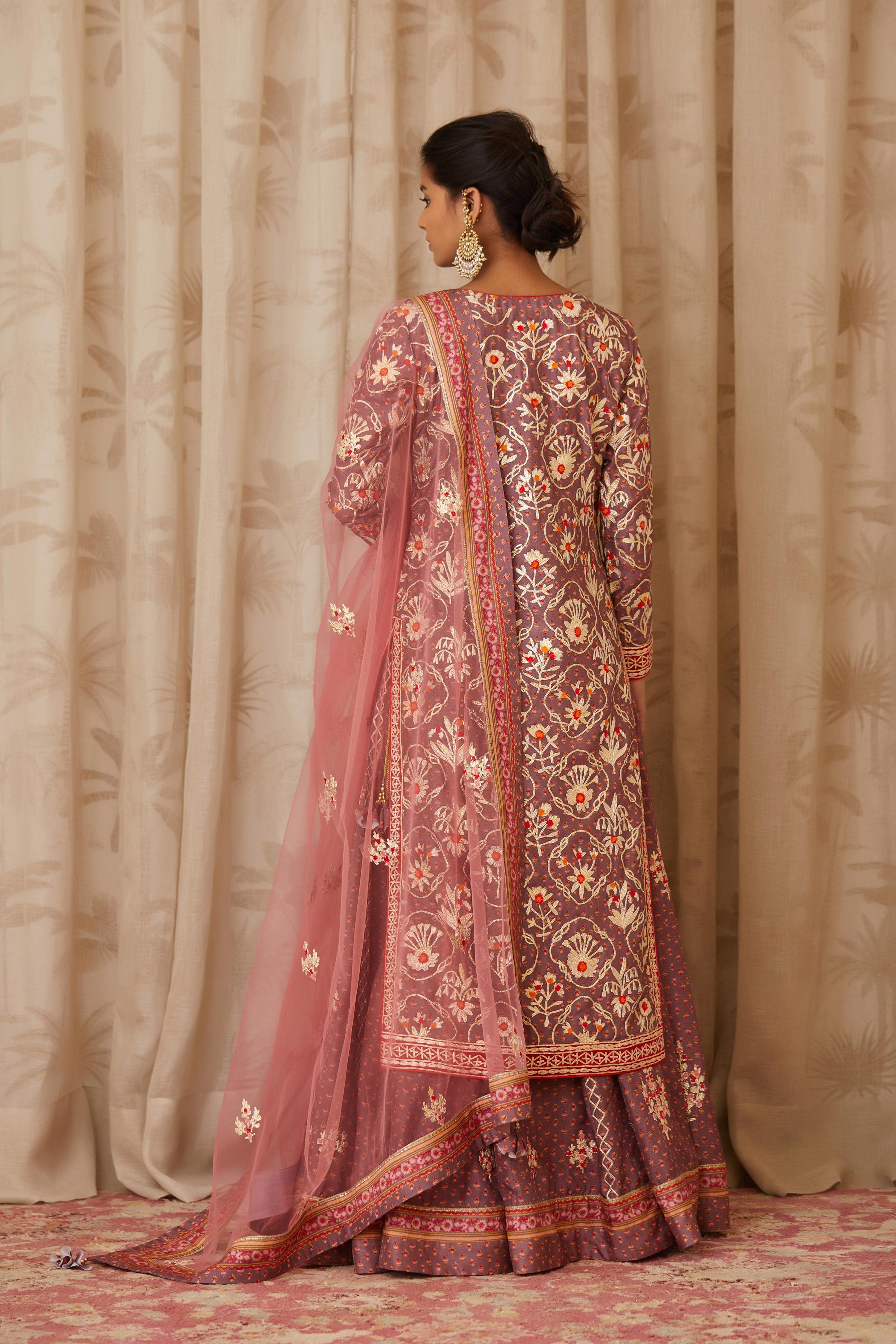 Neutral Lavender Kurta Skirt Set