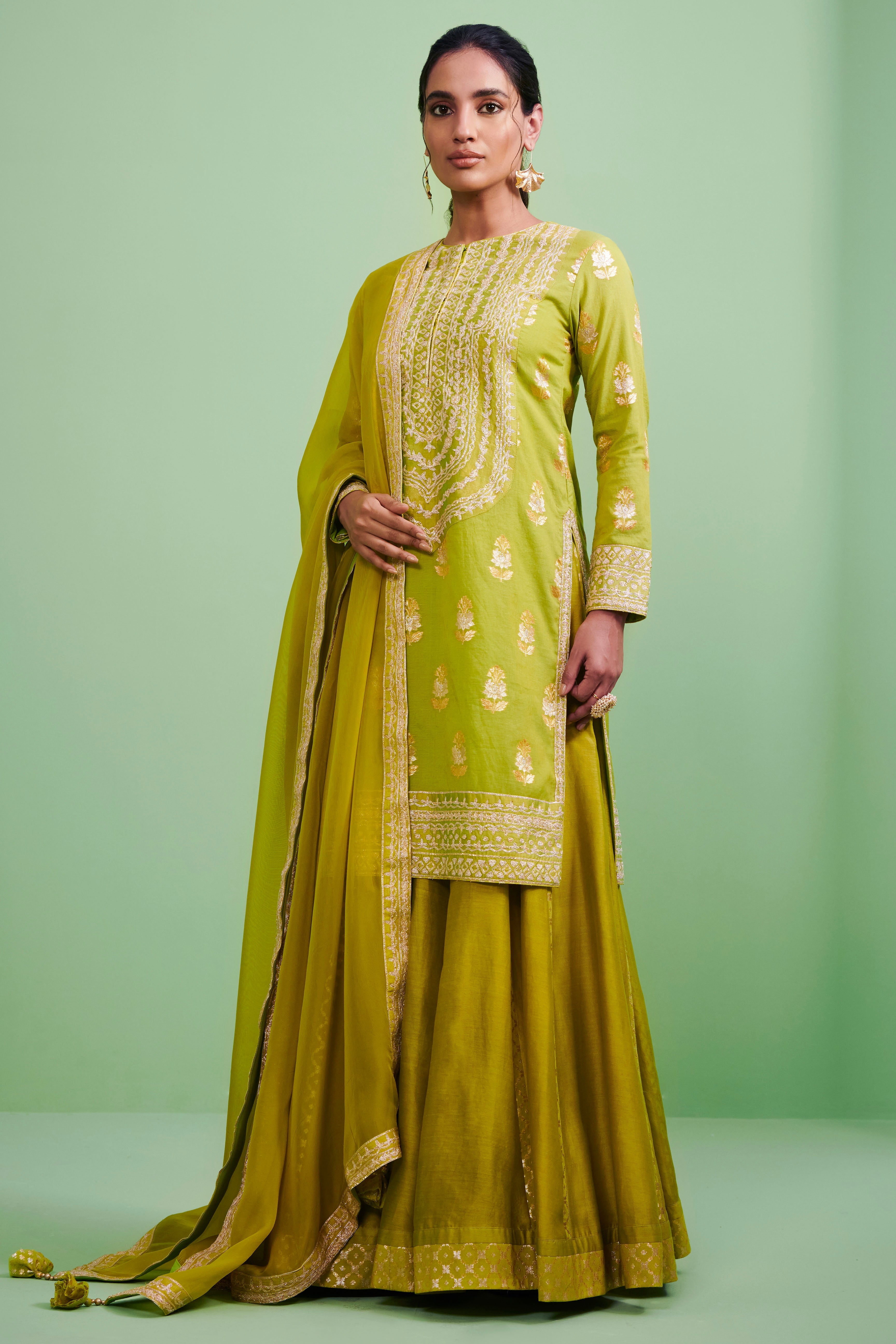 Green Kurta & Sharara Set
