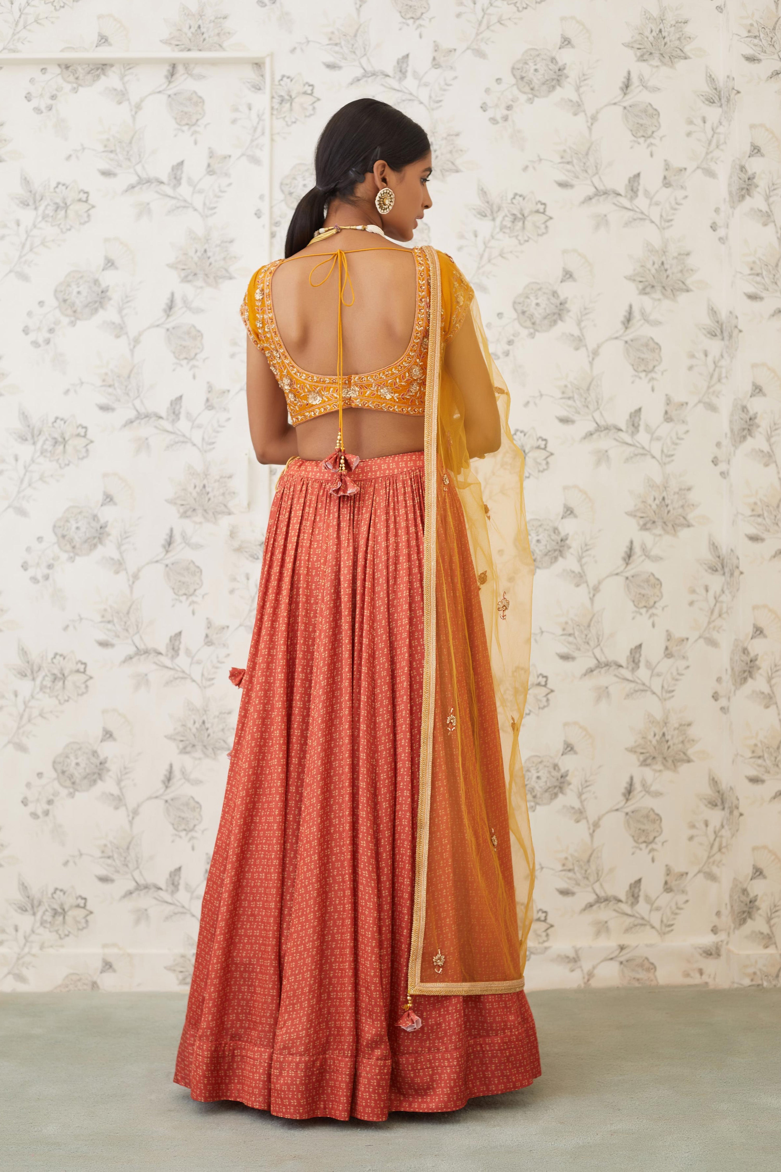 Mustard & Burnt Orange Lehenga Set