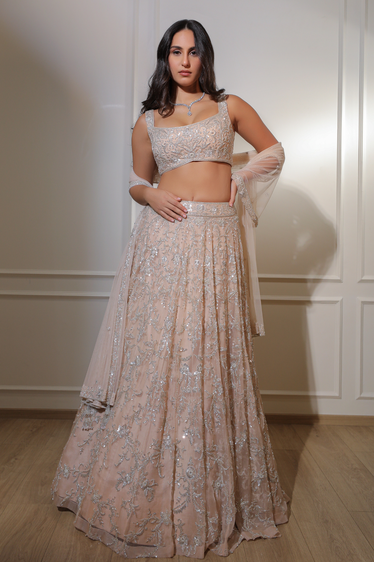 Nude & Silver Lehenga