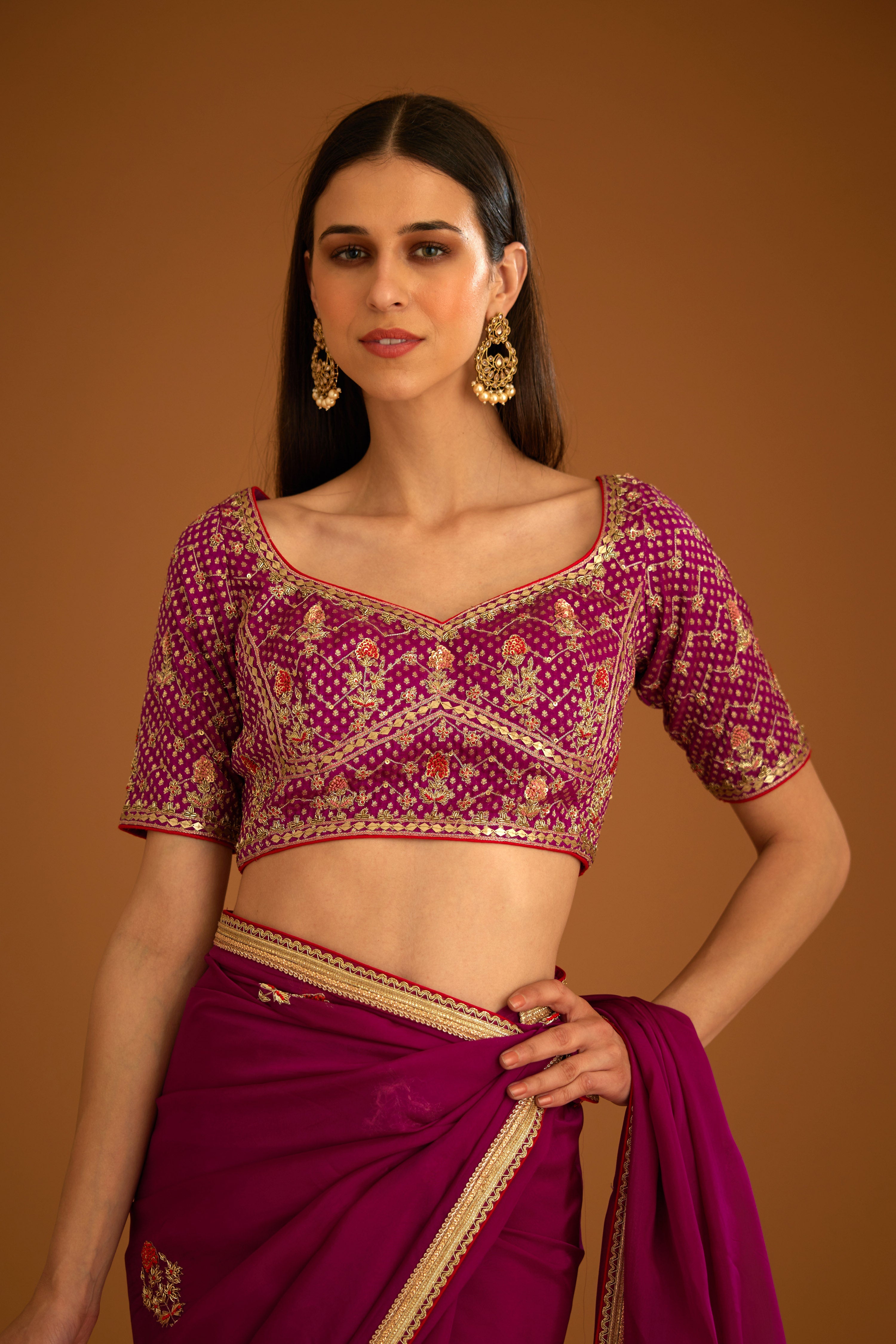 Raspberry Pink Saree Set