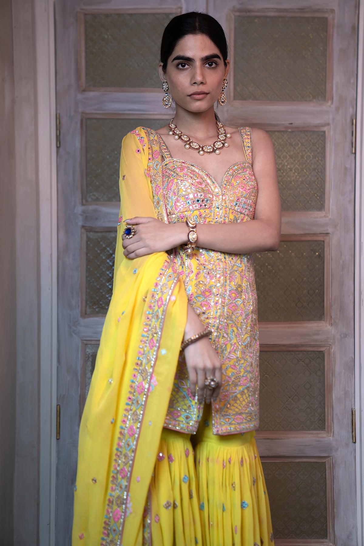 Bright Yellow Gharara Set