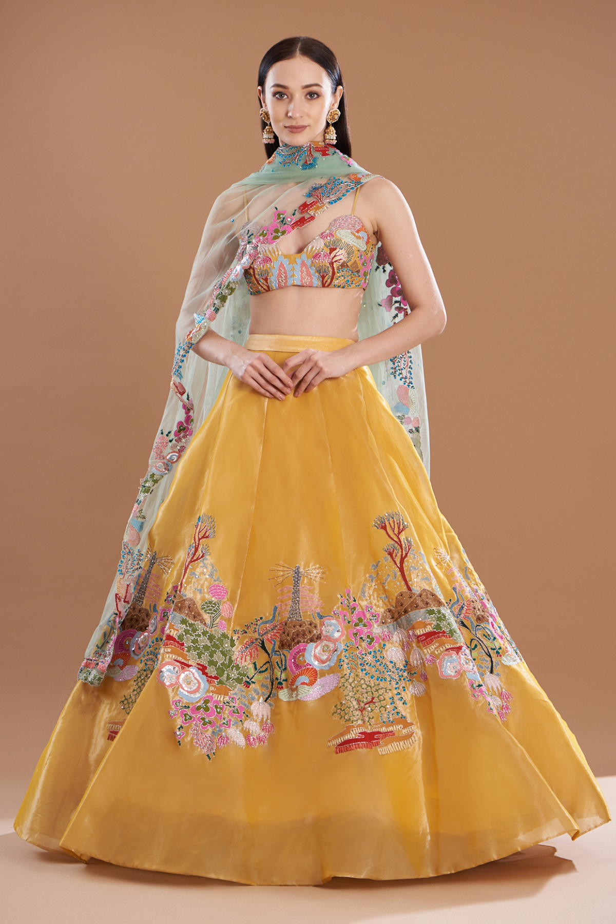 Marigla - Yellow Tissue Lehenga Set