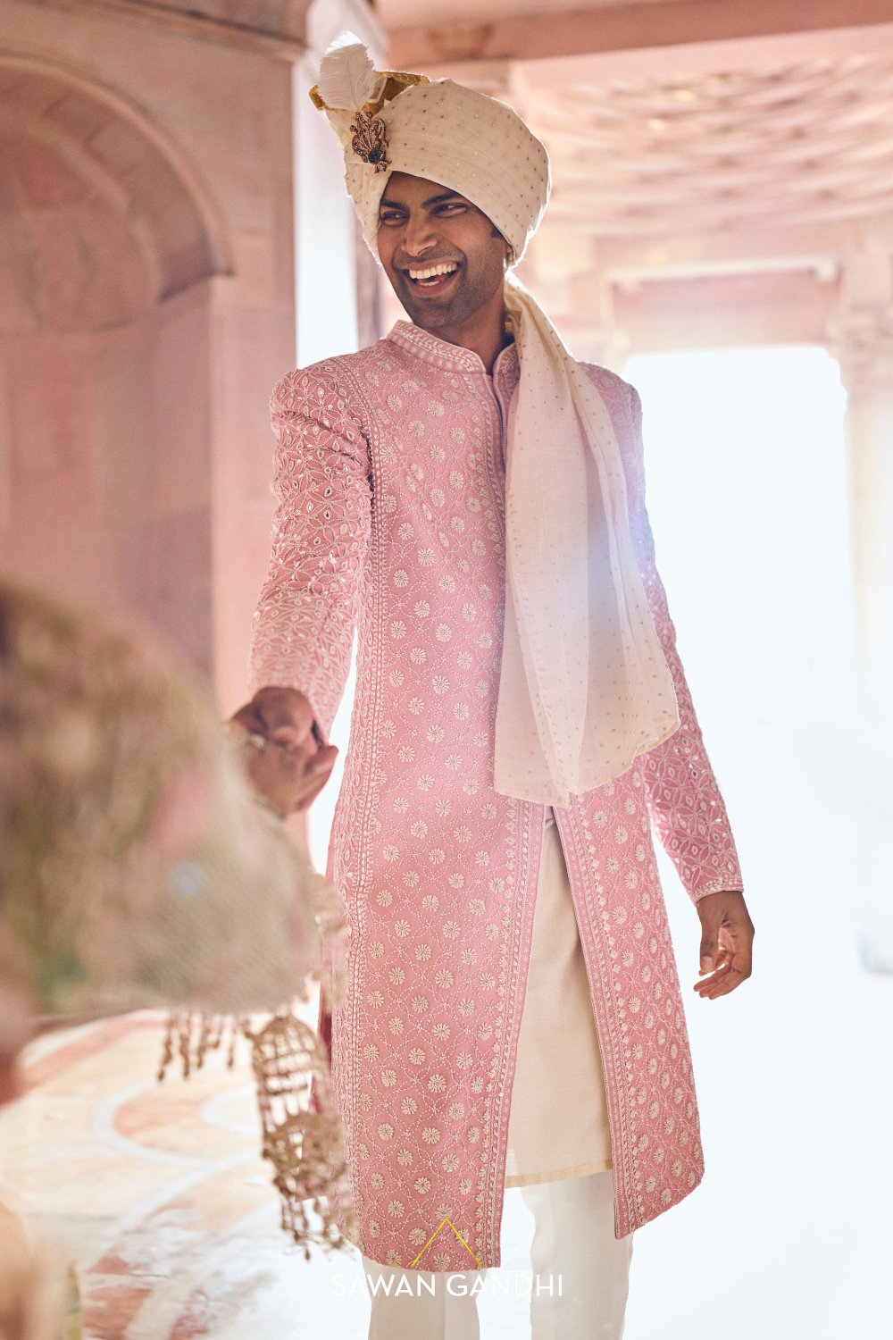 ORCHID PINK  PEARL WORK SHERWANI