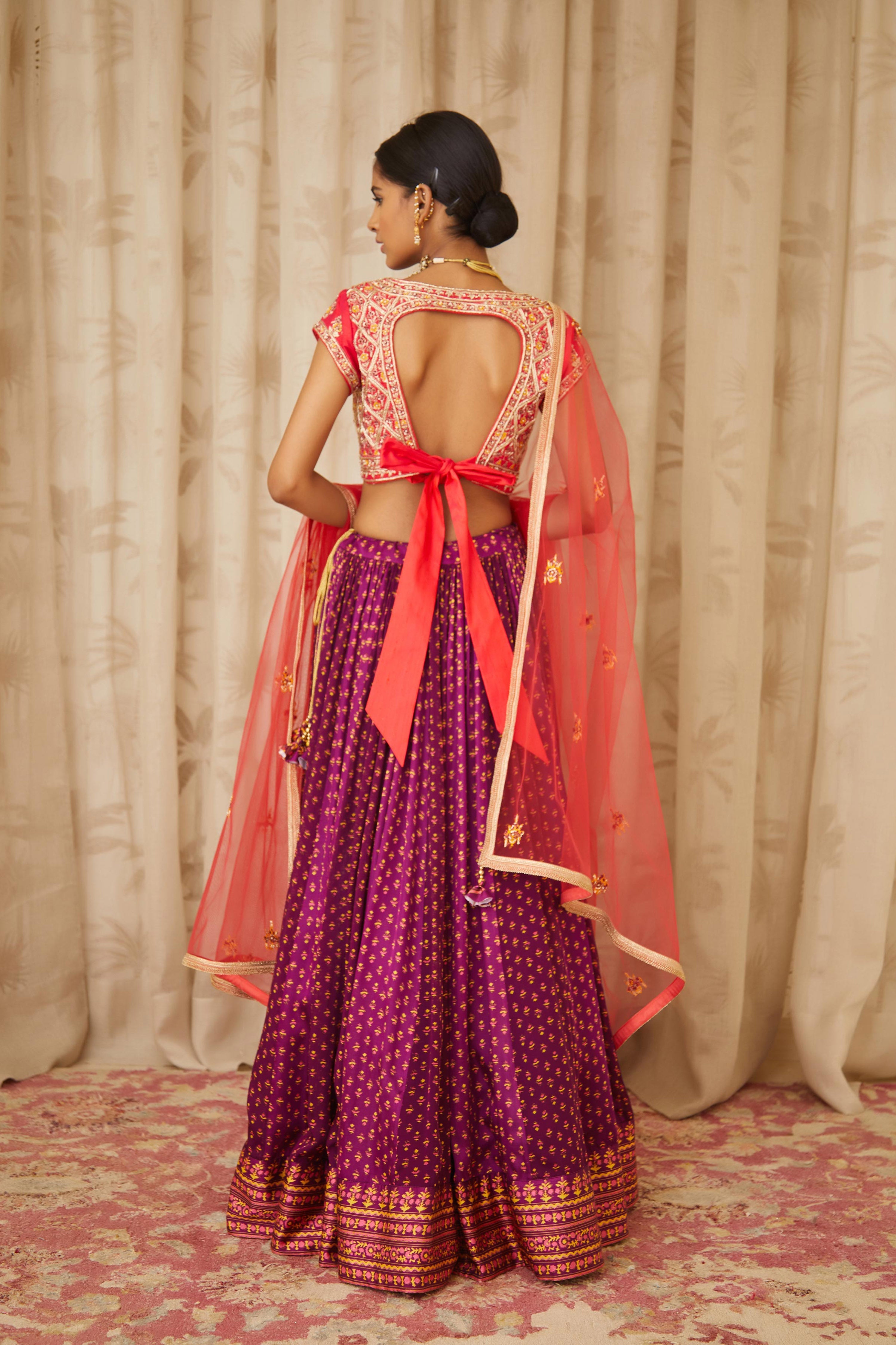 Red Purple Lehenga Set