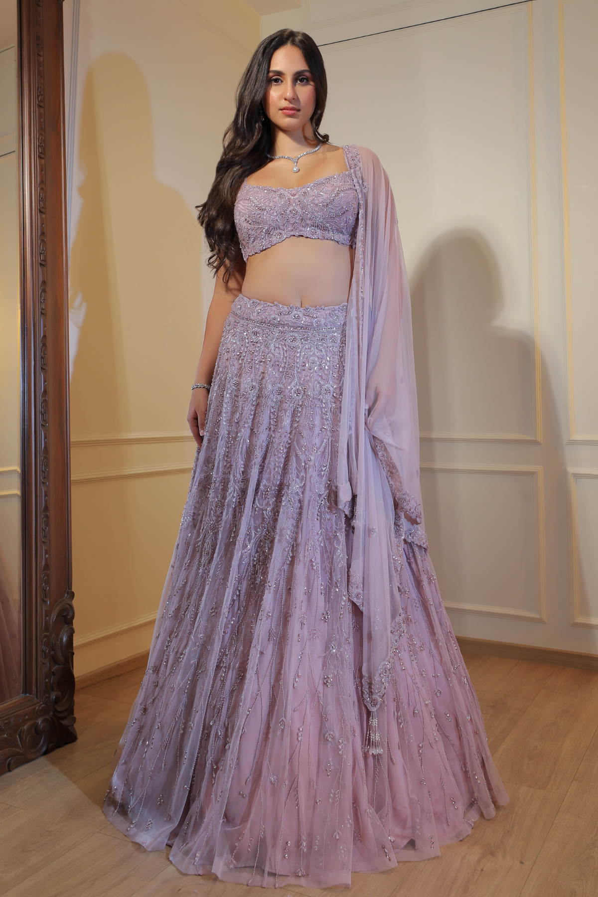 Mauve Crystal Lehenga