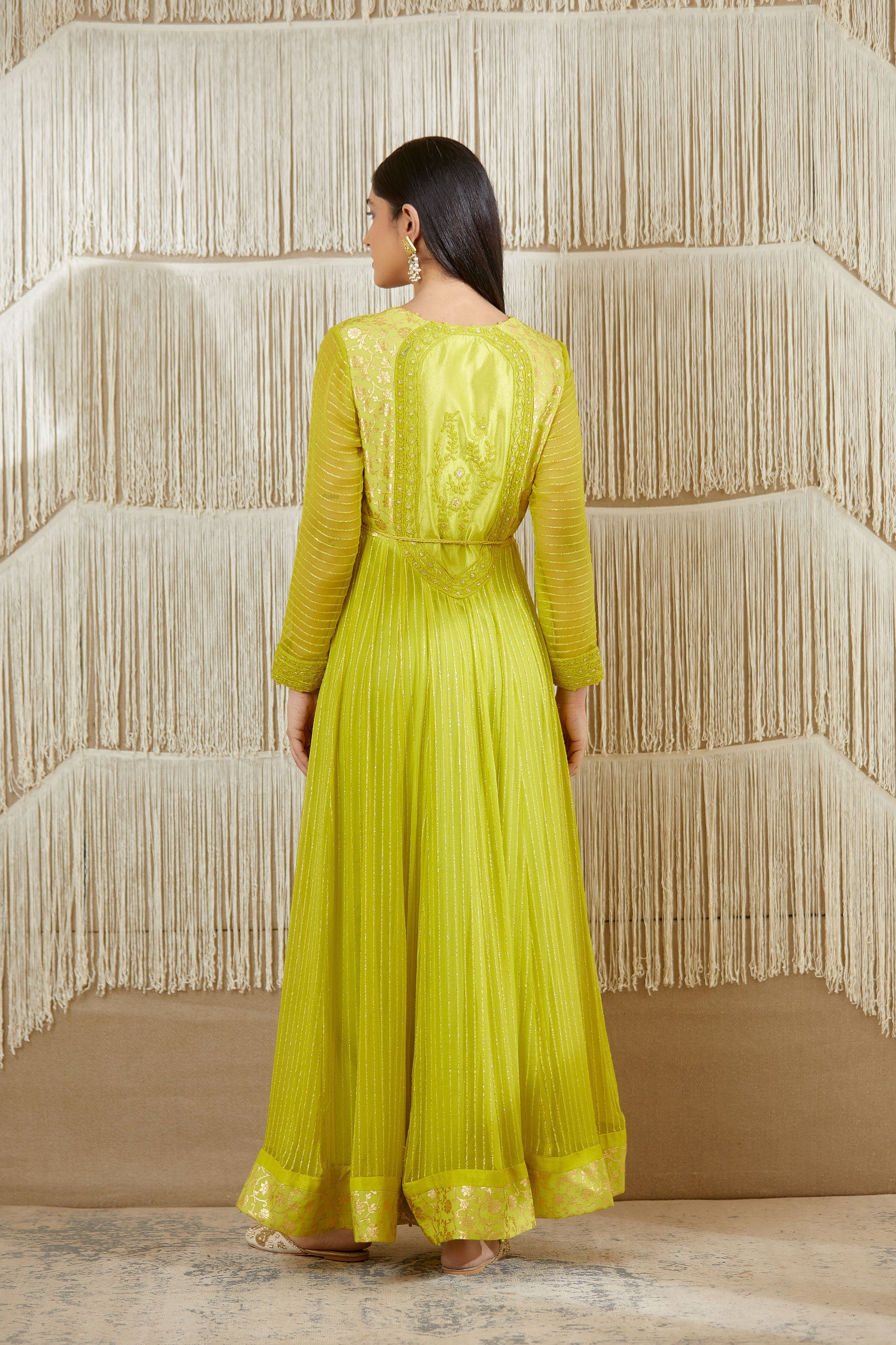 Bright Green Anarkali set