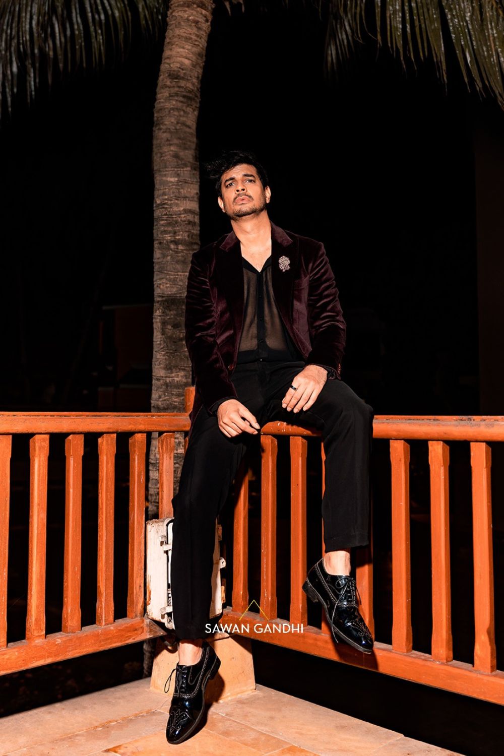 Tahir Raj Bhasin in Wine velvet jacket