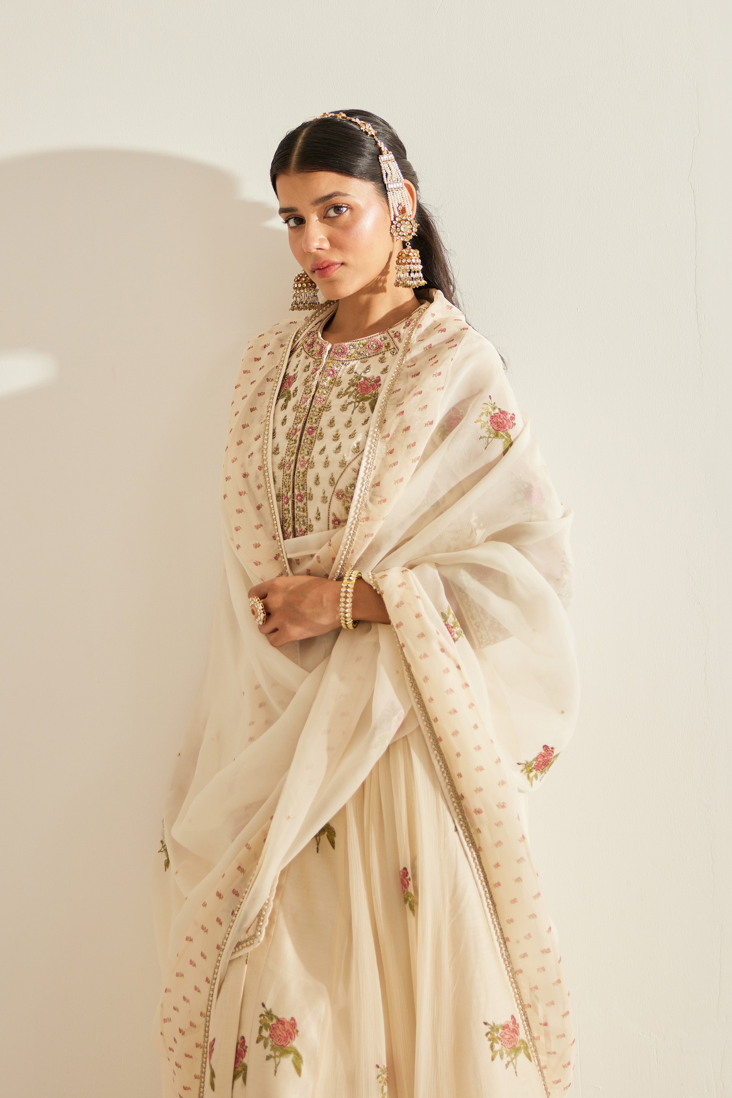 Papyrus White Anarkali Set