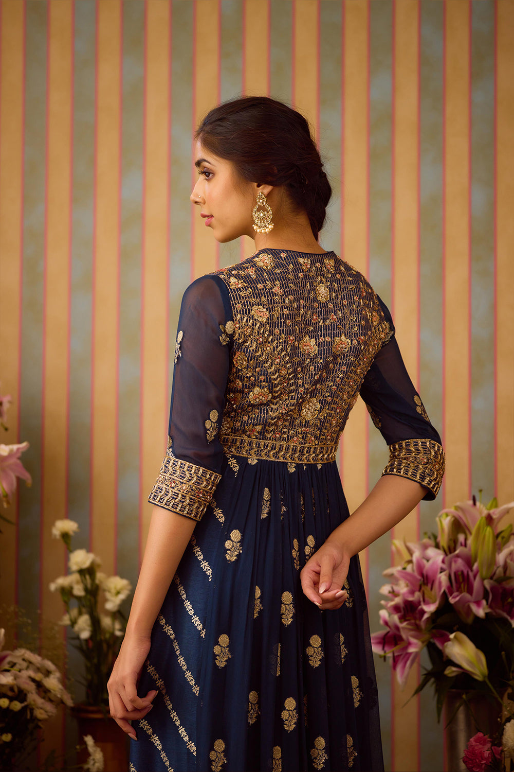 Midnight Blue Anarkali Set
