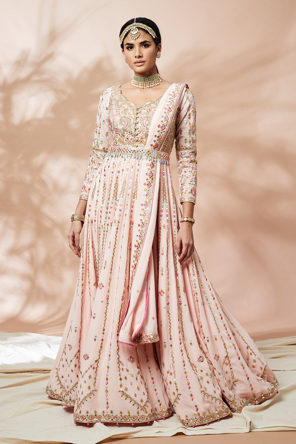 Peach Georgette Anarkali