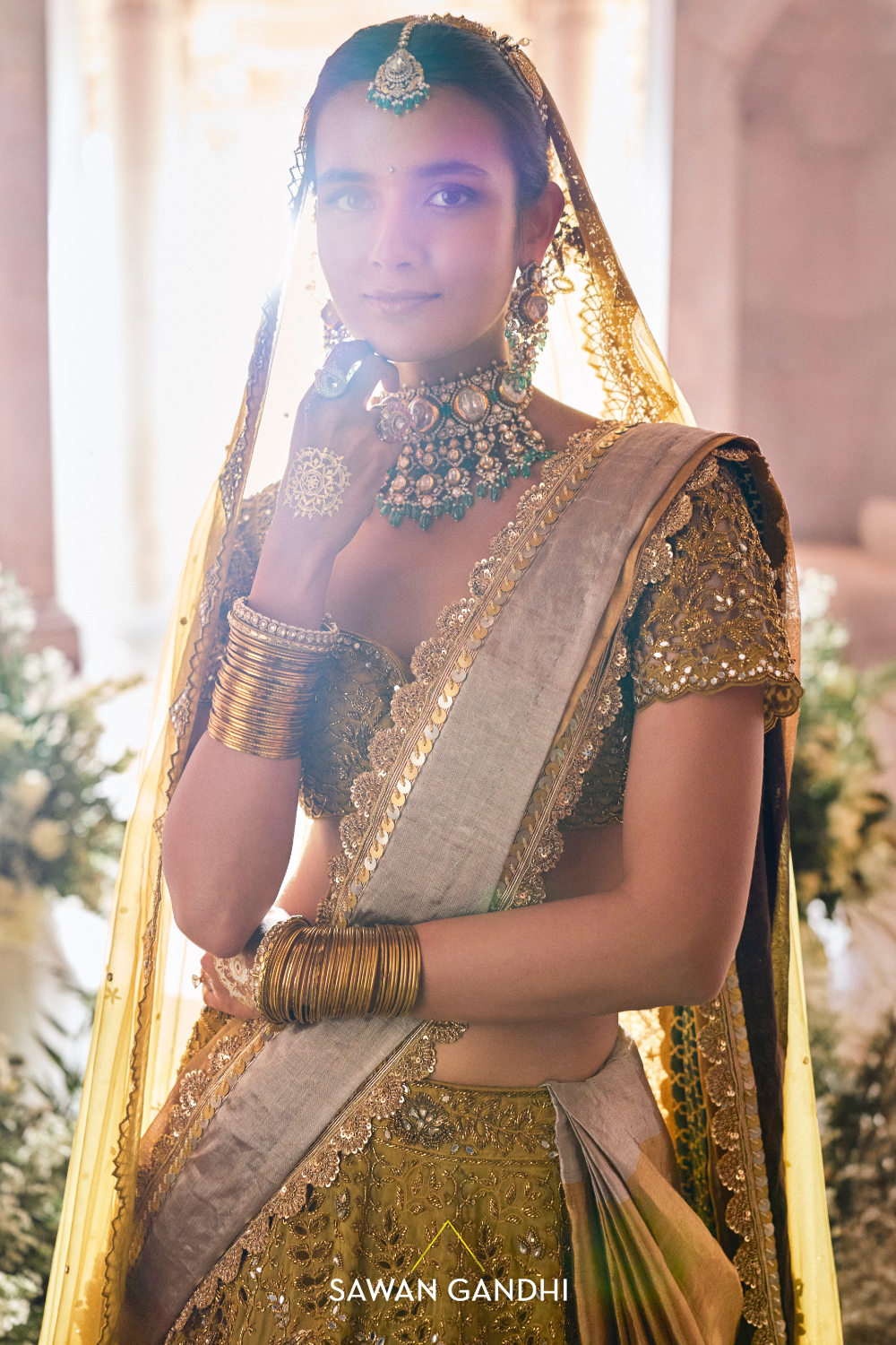 MUSTARD GOLD CUTWORK LEHENGA
