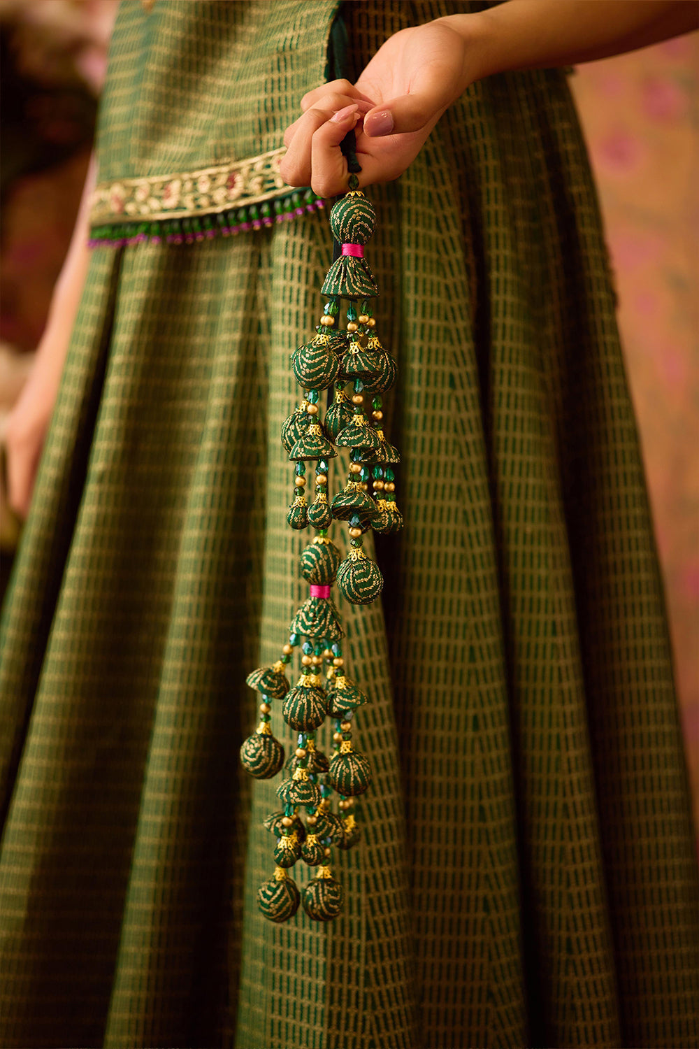Smoke Green Kurta Lehenga Set