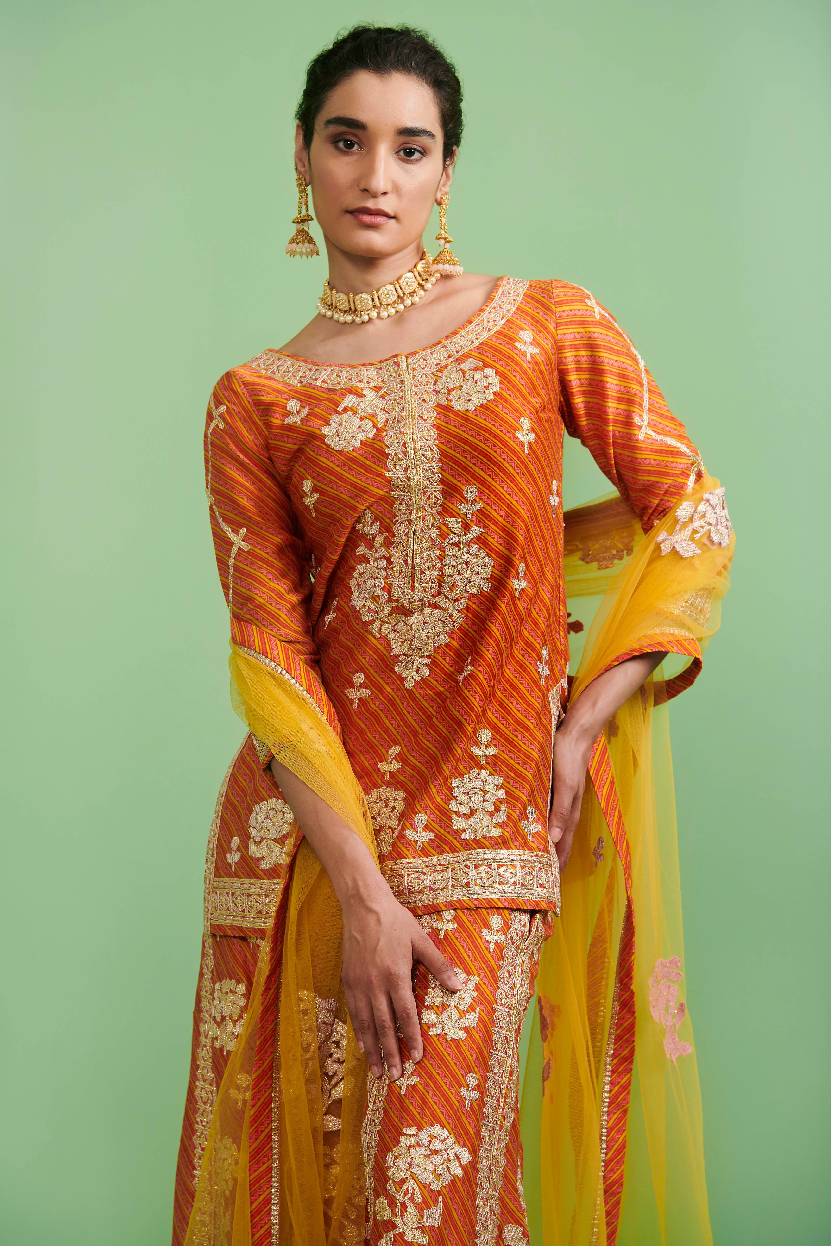 Orange & Yellow Kurta & Sharara Set