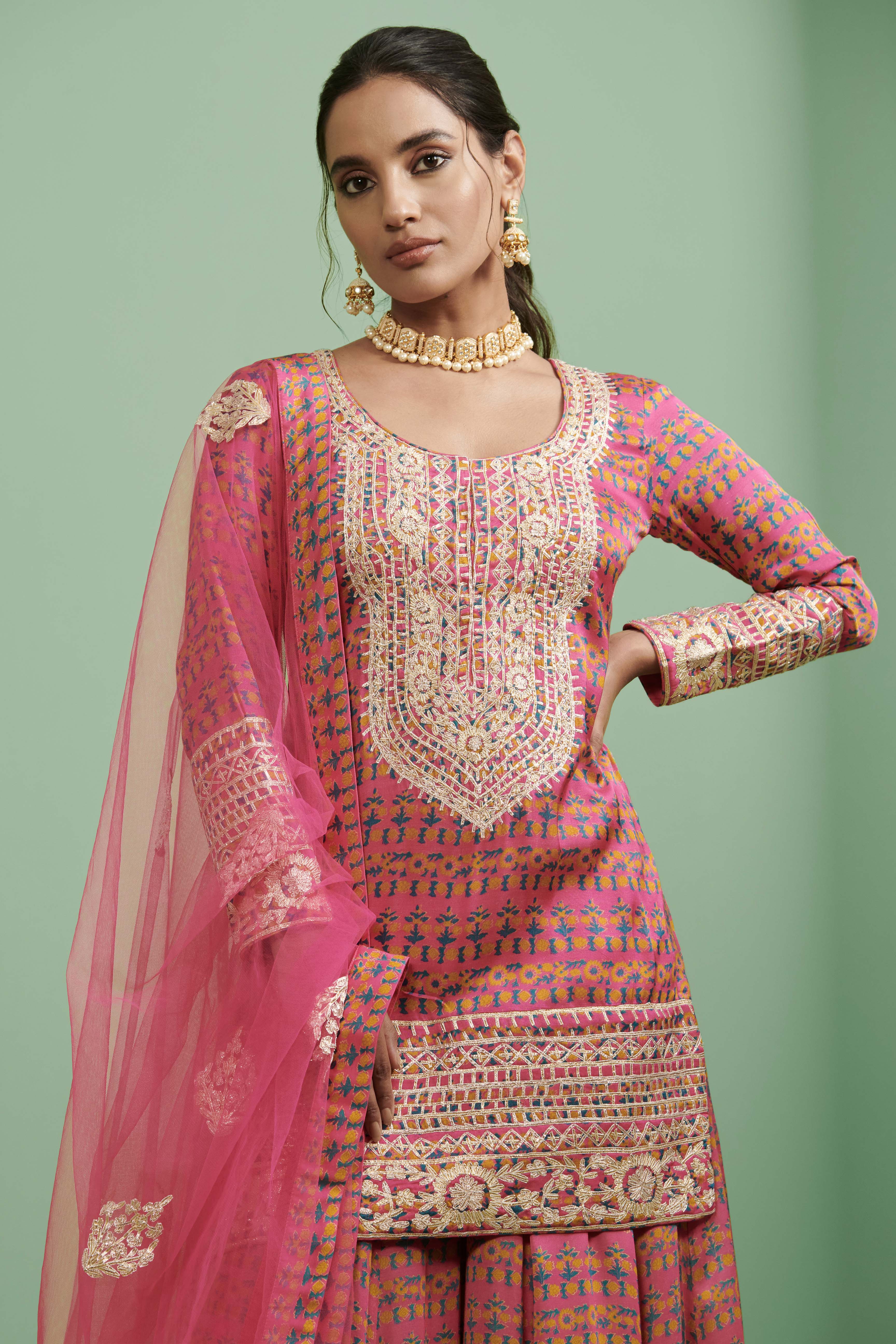 Pink Kurta & Sharara Set