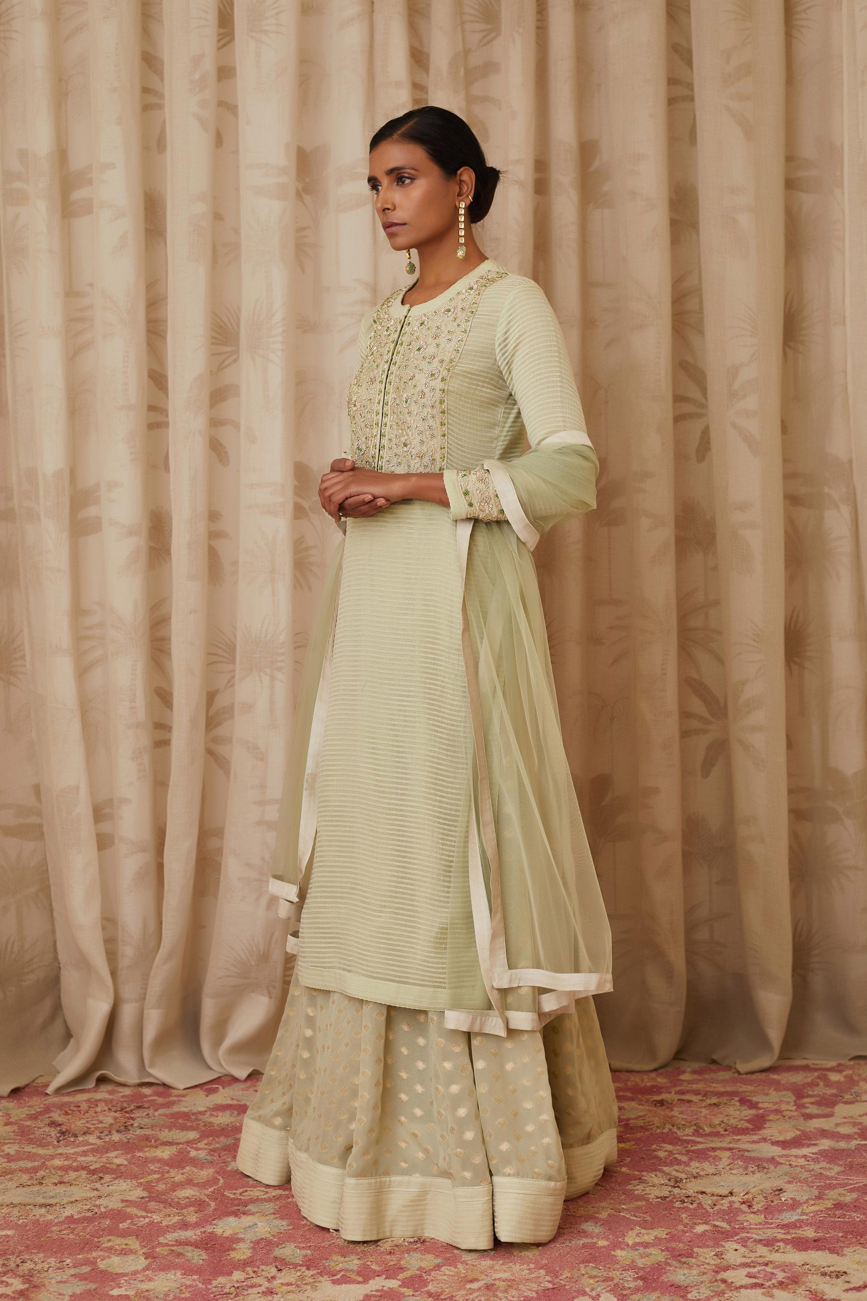 Mint Green Kurta Skirt Set