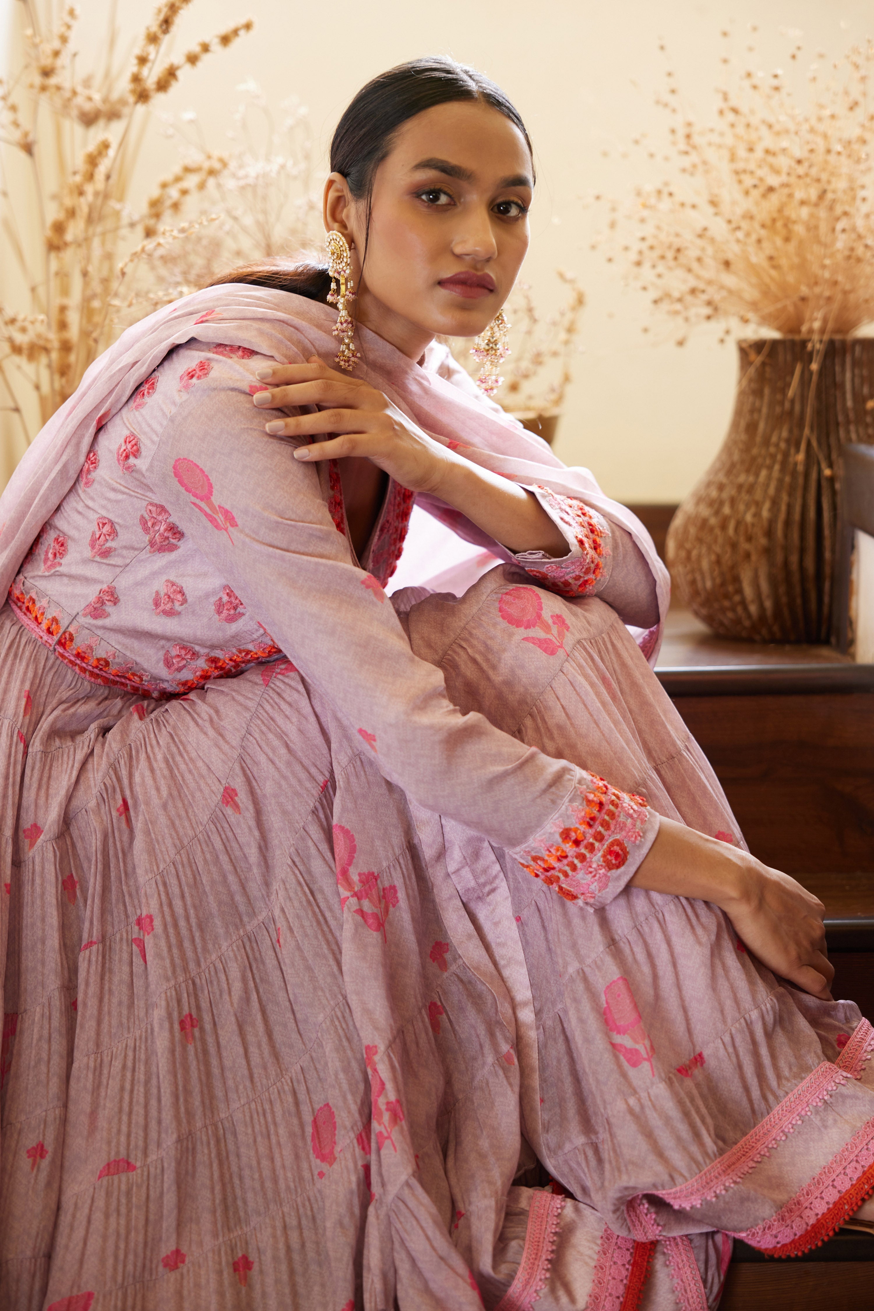 Lavender Anarkali Set